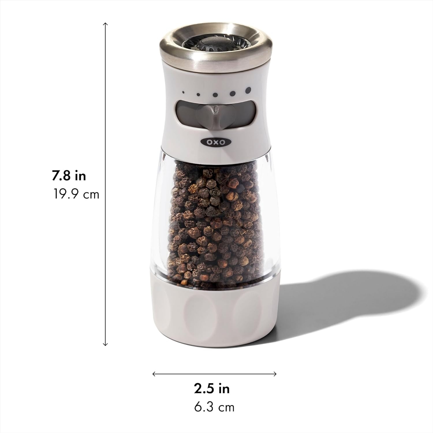 image:imageOXO Good Grips Contoured MessFree Pepper Grinder Adjustable Ceramic Grinder with Five Settings Black Pepper Mill for Home and Kitchen Spice Tool and Kitchen GadgetGray