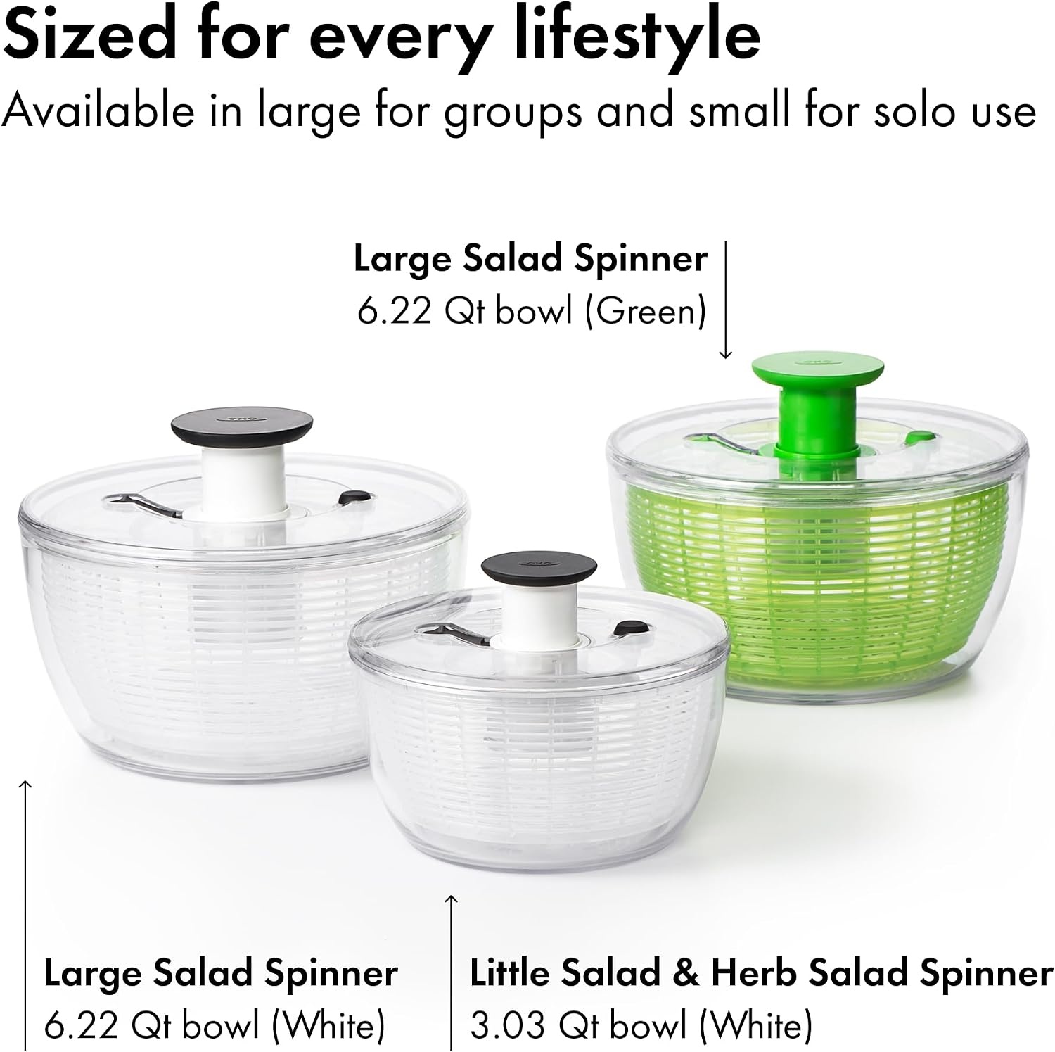 image:imageOXO Good Grips Little Salad amp Herb Salad Spinner Fruit Washer and Lettuce SpinnerWhite