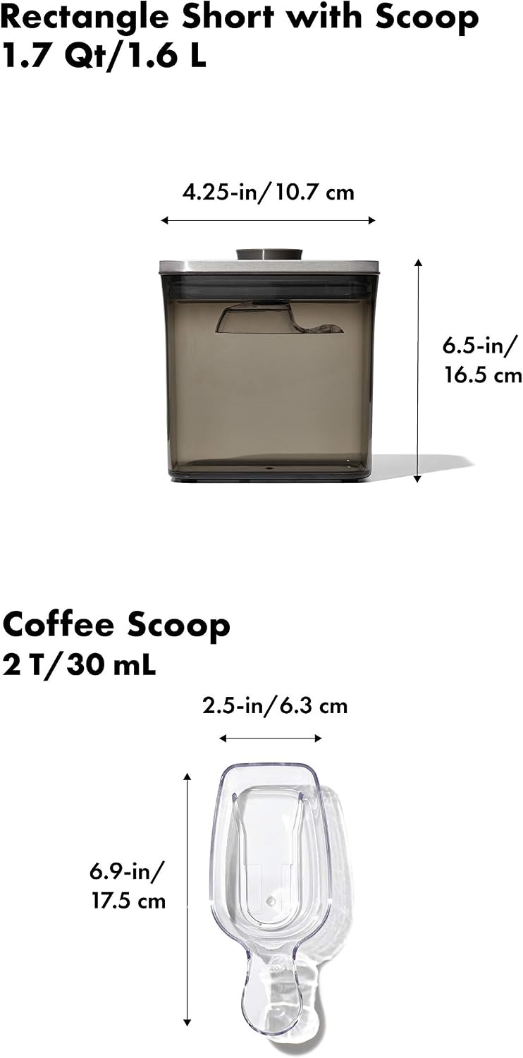 image:imageOXO Steel POP Container Big Medium Square 44 Qt for Flour Sugar and MoreGrey17 QT16 L