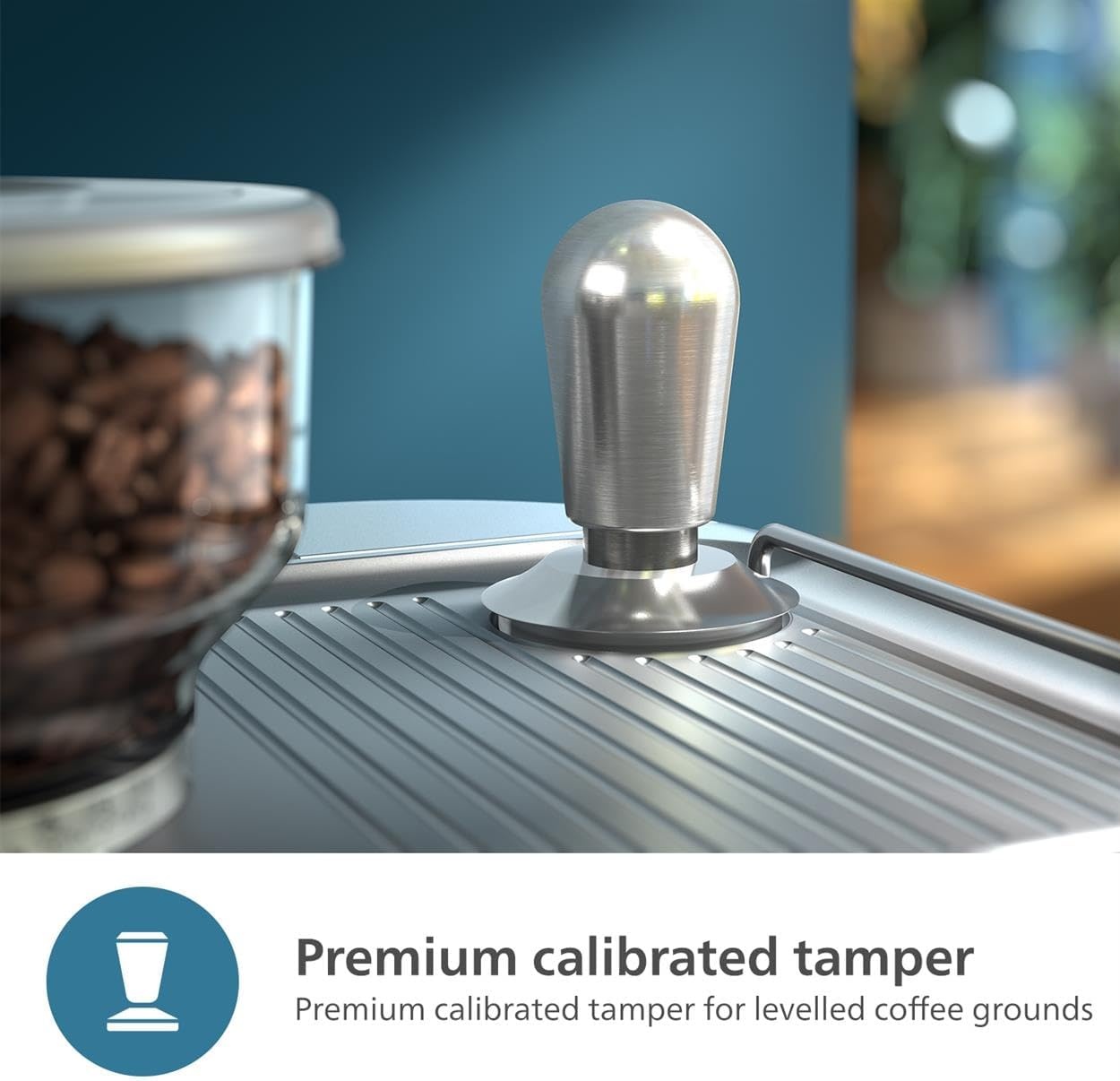 image:imagePhilips Barista Brew Semi Automatic Espresso Machine Single amp Double EspressoAmericano 250g Bean ContainerGrinderMilk Jug with temperature indicatorCalibrated TampingMetal Silver PSA321801Metal Silver