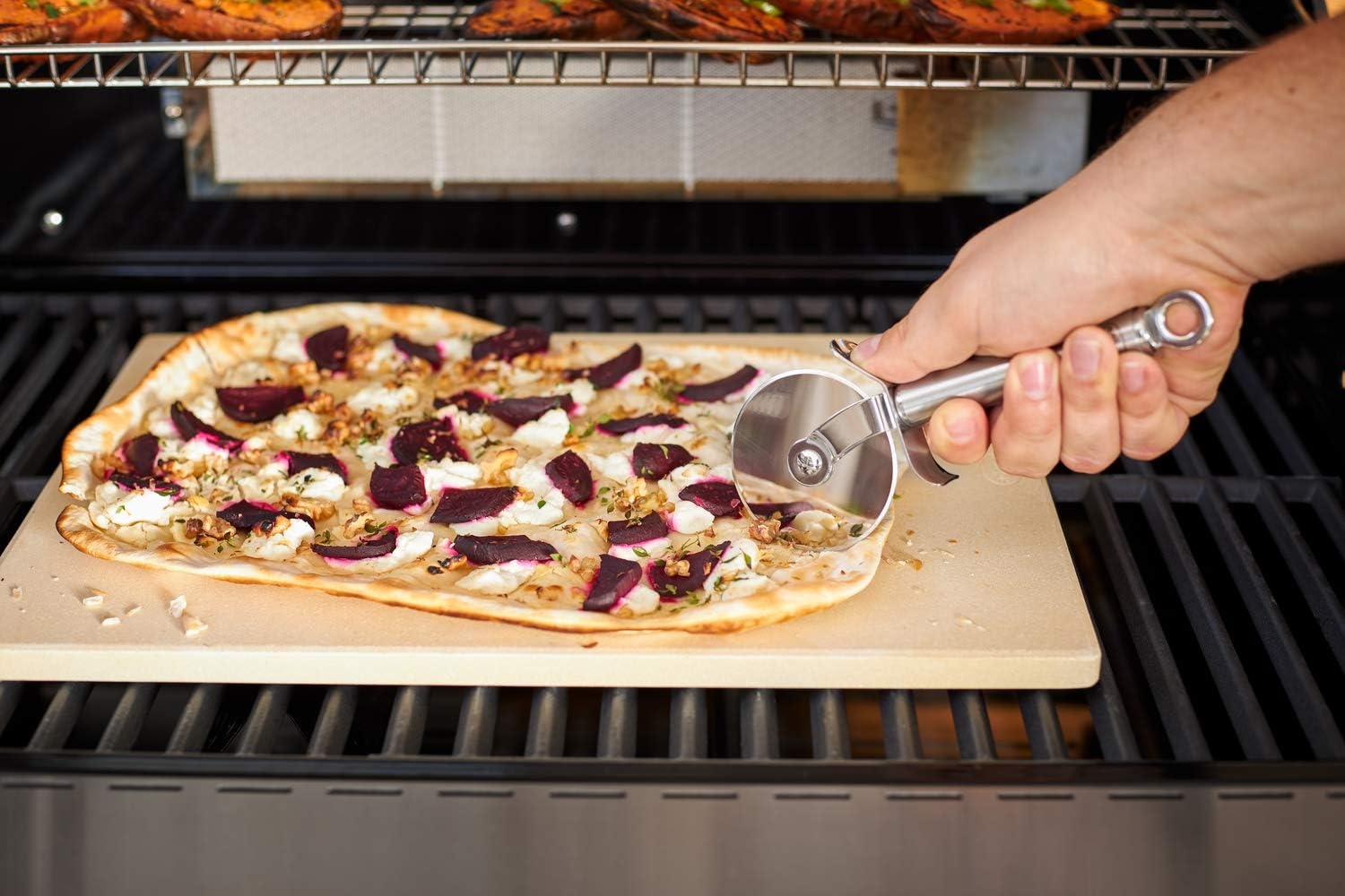 image:imageRsle 12718 Stainless Steel RoundHandle Pizza Cutter Wheel with Thumb Leverage 79 inCutter