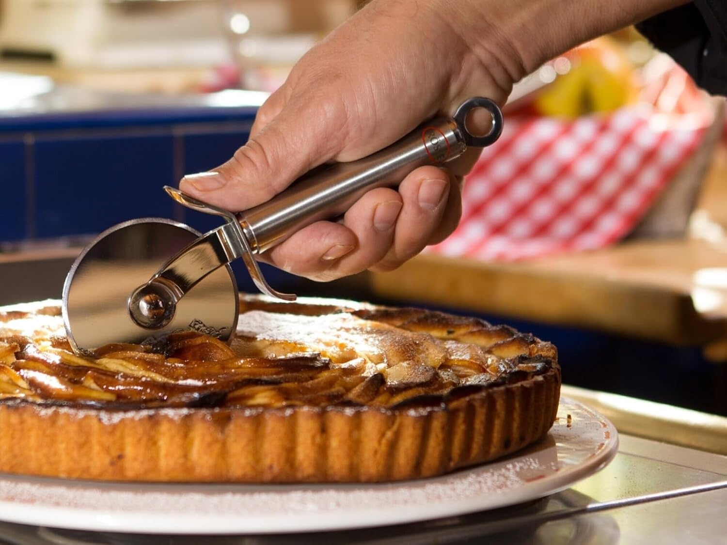 image:imageRsle 12718 Stainless Steel RoundHandle Pizza Cutter Wheel with Thumb Leverage 79 inCutter