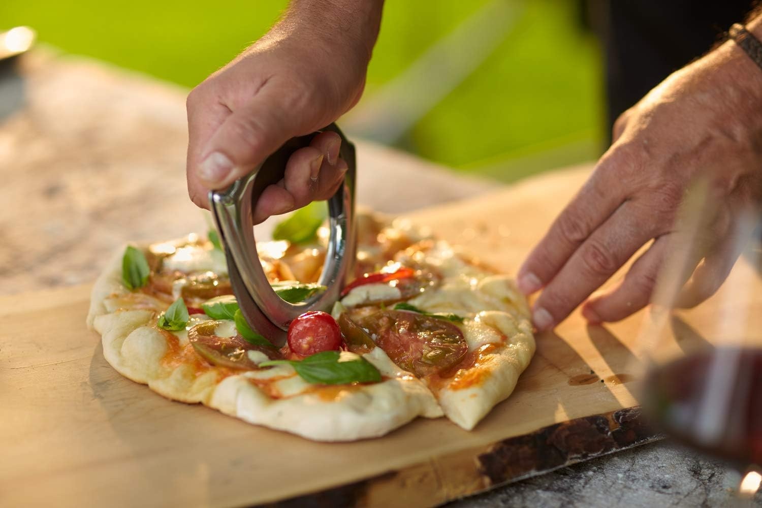 image:imageRsle 12718 Stainless Steel RoundHandle Pizza Cutter Wheel with Thumb Leverage 79 inWheel