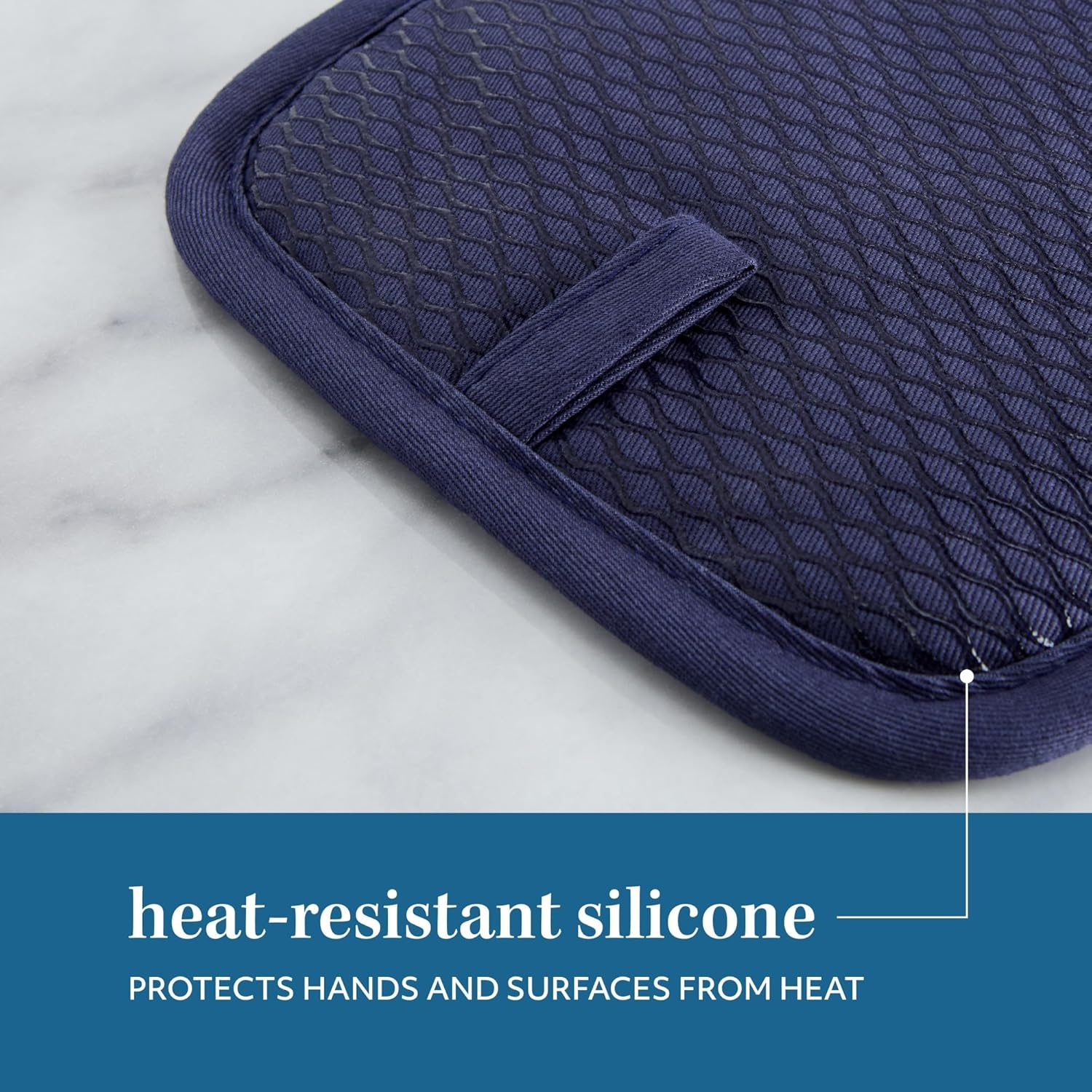 image:imageSUR LA Table Kitchen Essentials Fresh Blueberries Fruit Potholder 2Pack Set Heat Resistant 100 Cotton Flexible NonSlip Silicone Grip BlueWhite 7x10BlueWhite