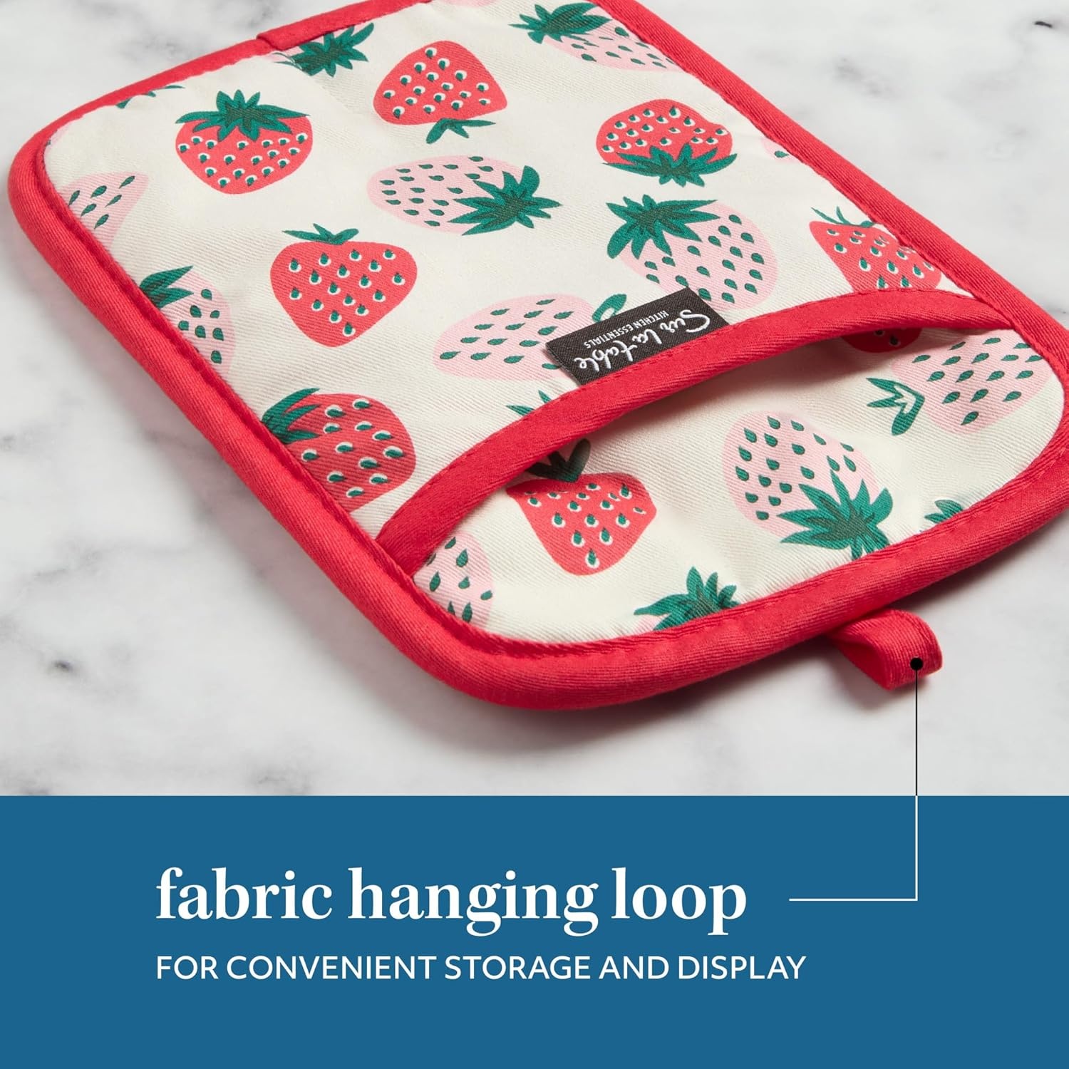 image:imageSUR LA Table Kitchen Essentials Fresh Blueberries Fruit Potholder 2Pack Set Heat Resistant 100 Cotton Flexible NonSlip Silicone Grip BlueWhite 7x10PinkGreenCream