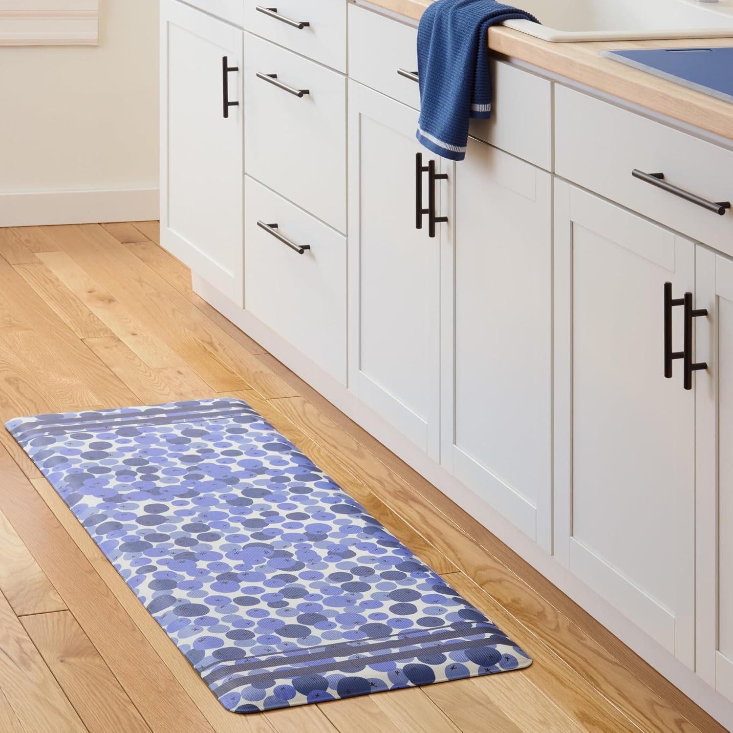 image:imageSUR LA Table Kitchen Essentials Zest Up Your Life Citrus Fruit Anti Fatigue Comfort Mat Kitchen Mat Standing Desk Mat NonSlip Backing YellowBlueIvory 20x39BlueWhite