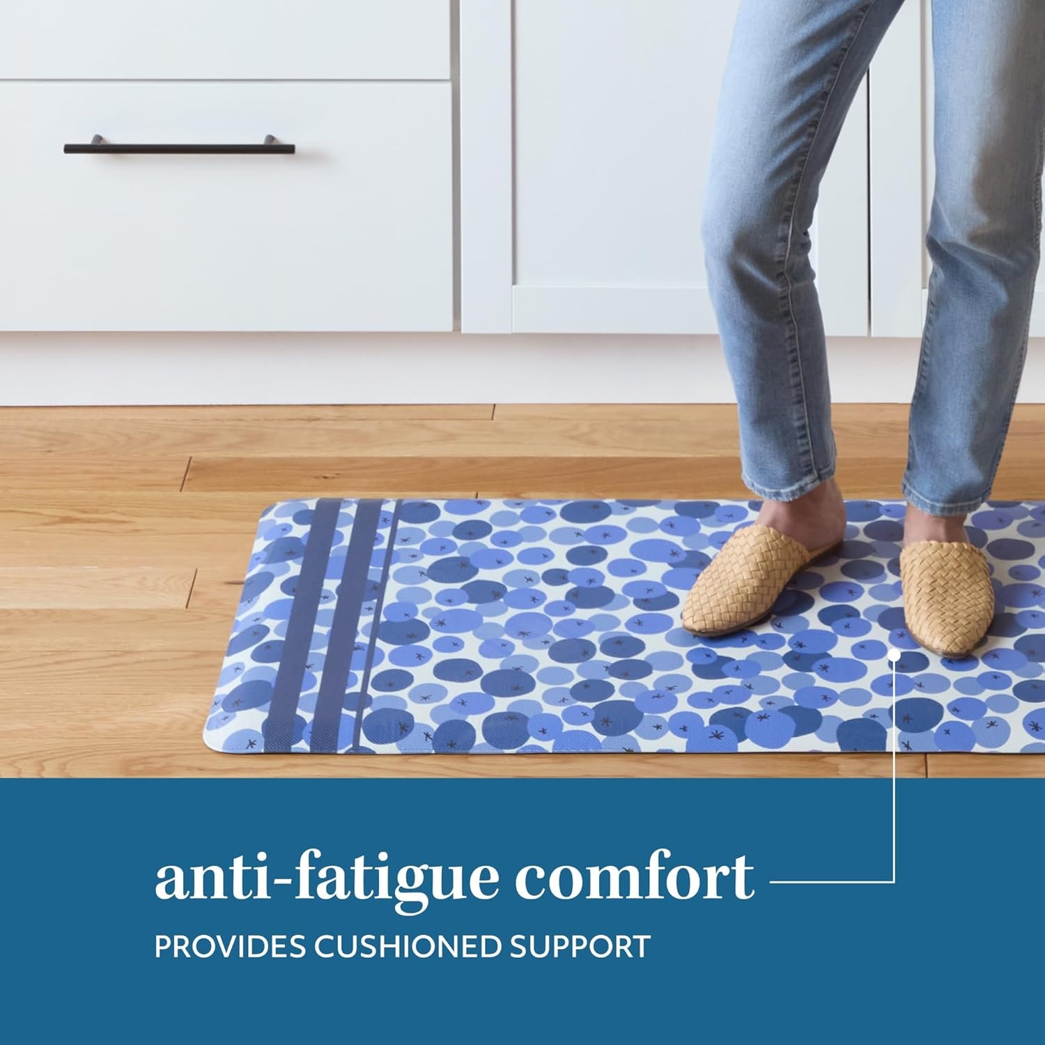 image:imageSUR LA Table Kitchen Essentials Zest Up Your Life Citrus Fruit Anti Fatigue Comfort Mat Kitchen Mat Standing Desk Mat NonSlip Backing YellowBlueIvory 20x39BlueWhite