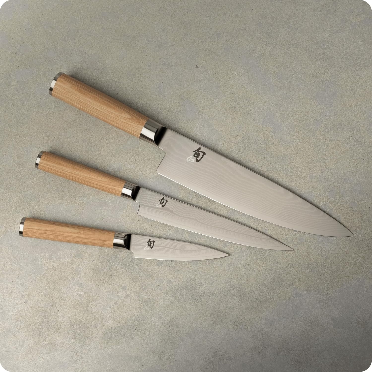 image:imageShun Classic 3 Piece Starter Set Includes 8 Chef 35 Paring amp 6 Utility Knives VGMAX Core Damascus Stainless Steel Cladding Pakkawood HandleBlonde