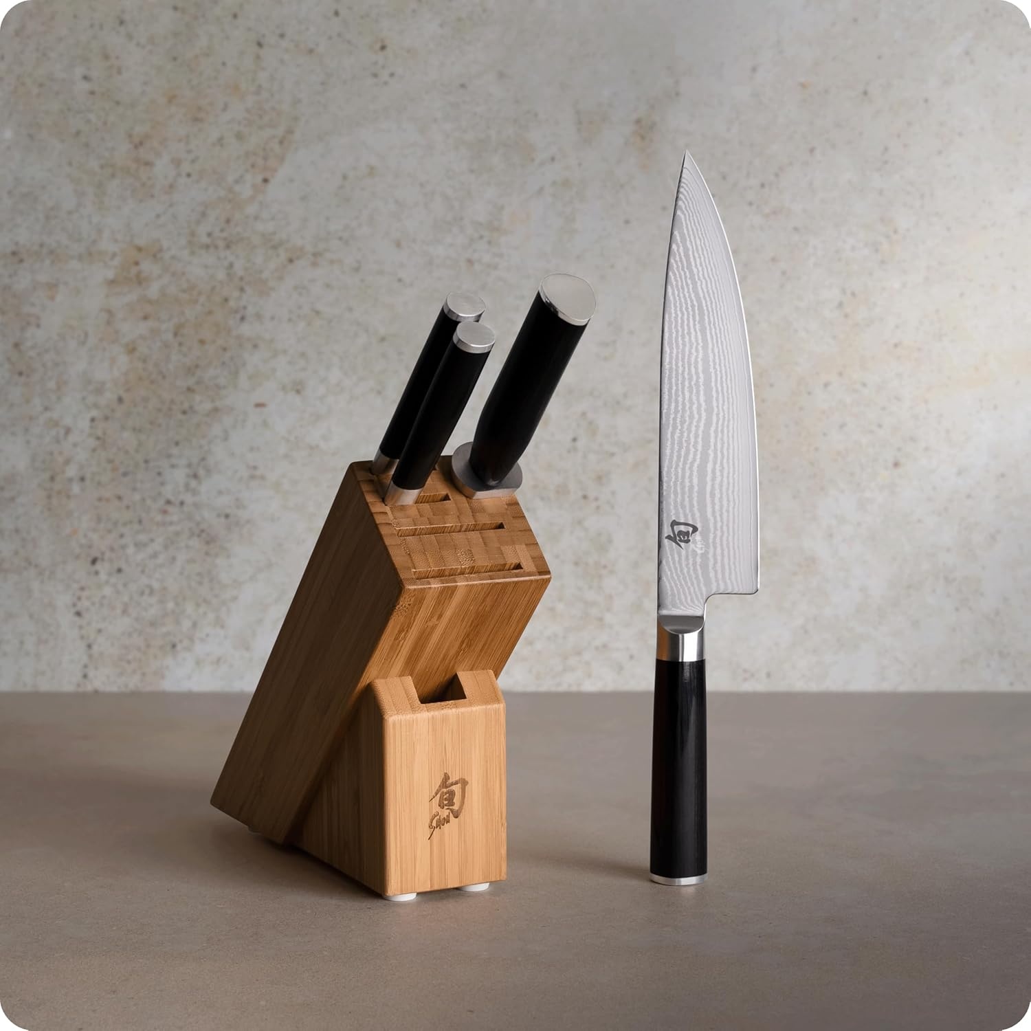 image:imageShun Classic Blonde 5 Piece Starter Block Set Includes 8 Chef 35 Paring amp 6 Utility Knives Handcrafted Japanese Knife Block Set Damascus Stainless Steel Cladding Pakkawood HandleBlack