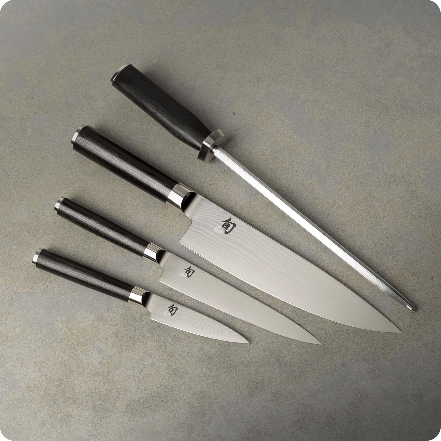 image:imageShun Classic Blonde 5 Piece Starter Block Set Includes 8 Chef 35 Paring amp 6 Utility Knives Handcrafted Japanese Knife Block Set Damascus Stainless Steel Cladding Pakkawood HandleBlack