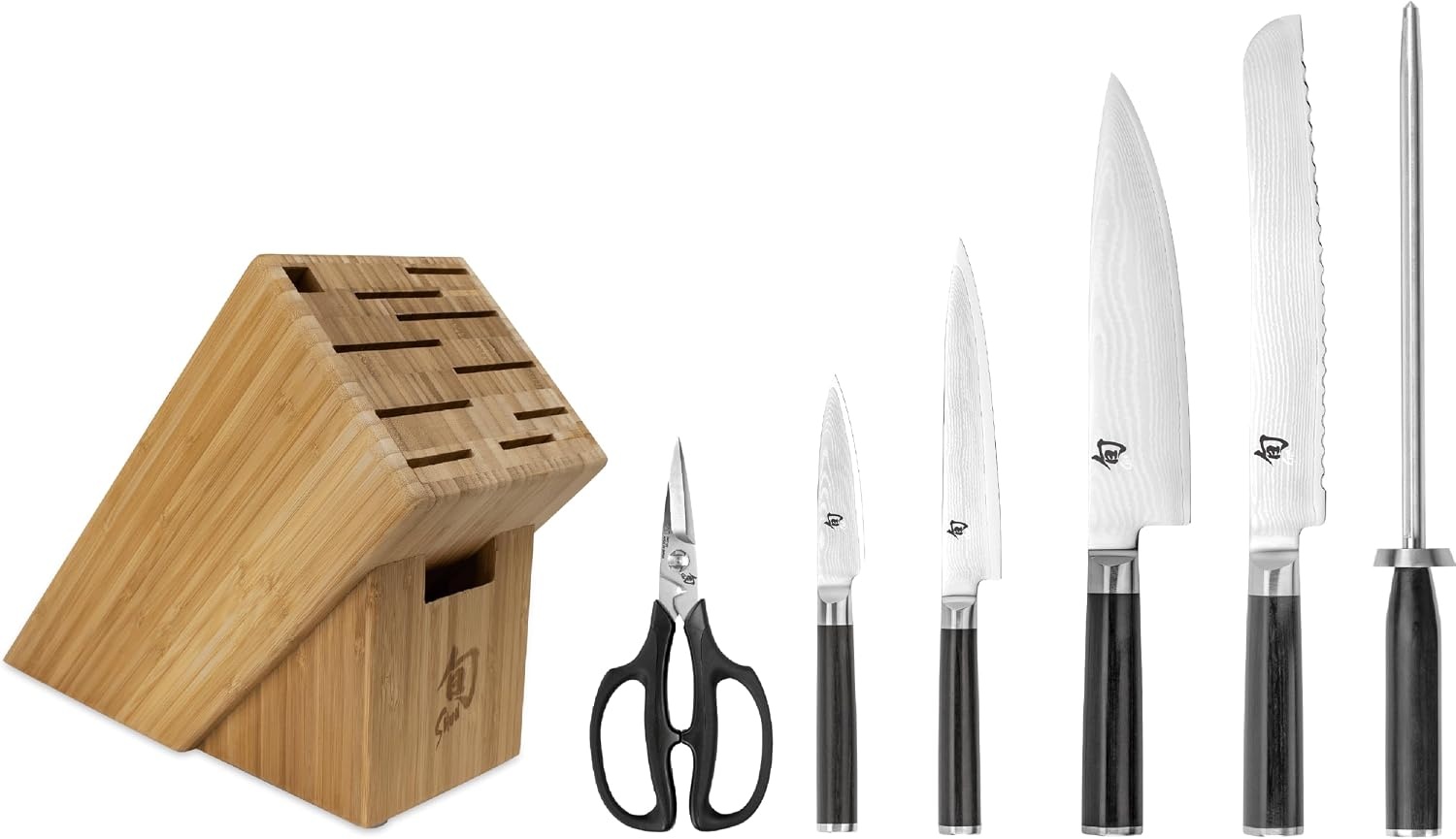 image:imageShun Classic Blonde 5 Piece Starter Block Set Includes 8 Chef 35 Paring amp 6 Utility Knives Handcrafted Japanese Knife Block Set Damascus Stainless Steel Cladding Pakkawood HandleBlack