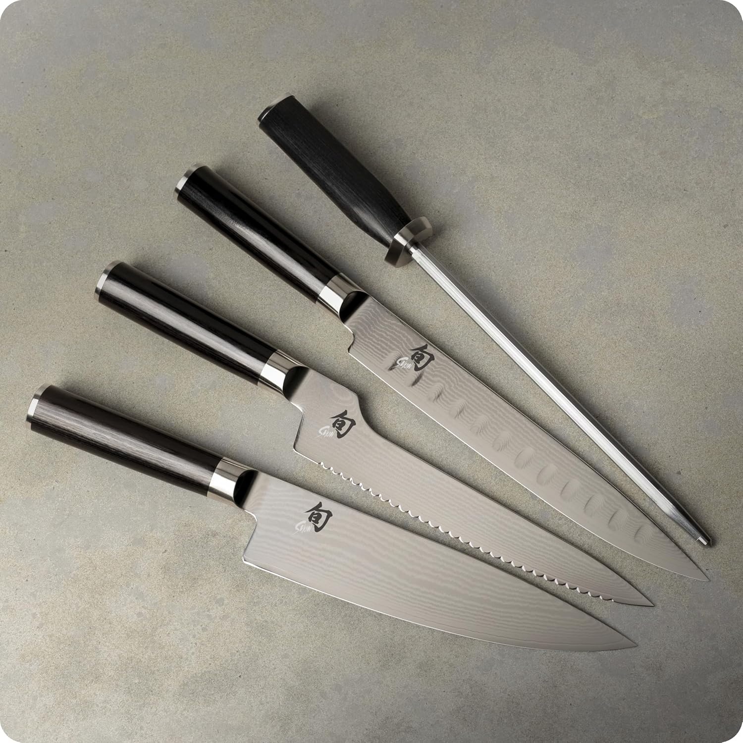 image:imageShun Classic Blonde 5 Piece Starter Block Set Includes 8 Chef 35 Paring amp 6 Utility Knives Handcrafted Japanese Knife Block Set Damascus Stainless Steel Cladding Pakkawood HandleBlack