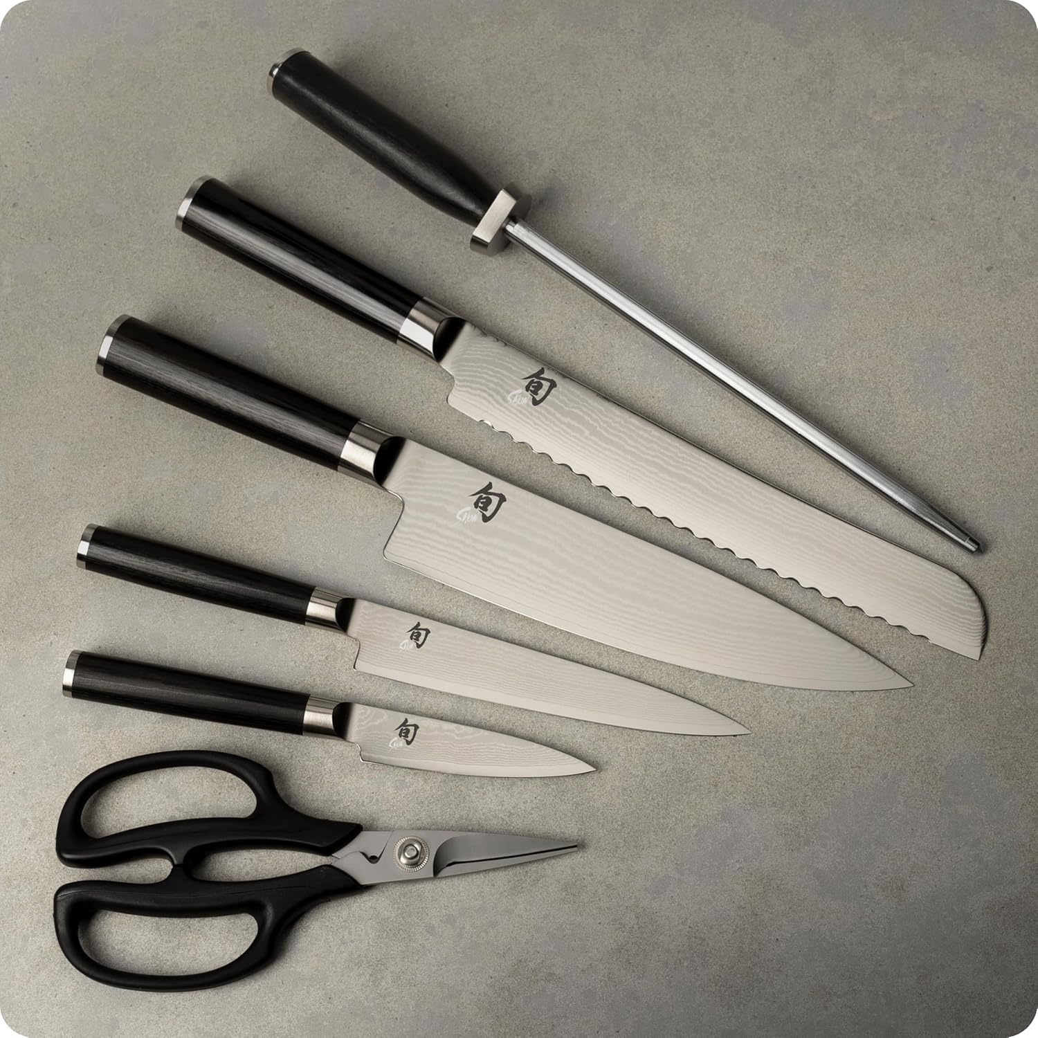 image:imageShun Classic Blonde 5 Piece Starter Block Set Includes 8 Chef 35 Paring amp 6 Utility Knives Handcrafted Japanese Knife Block Set Damascus Stainless Steel Cladding Pakkawood HandleBlack