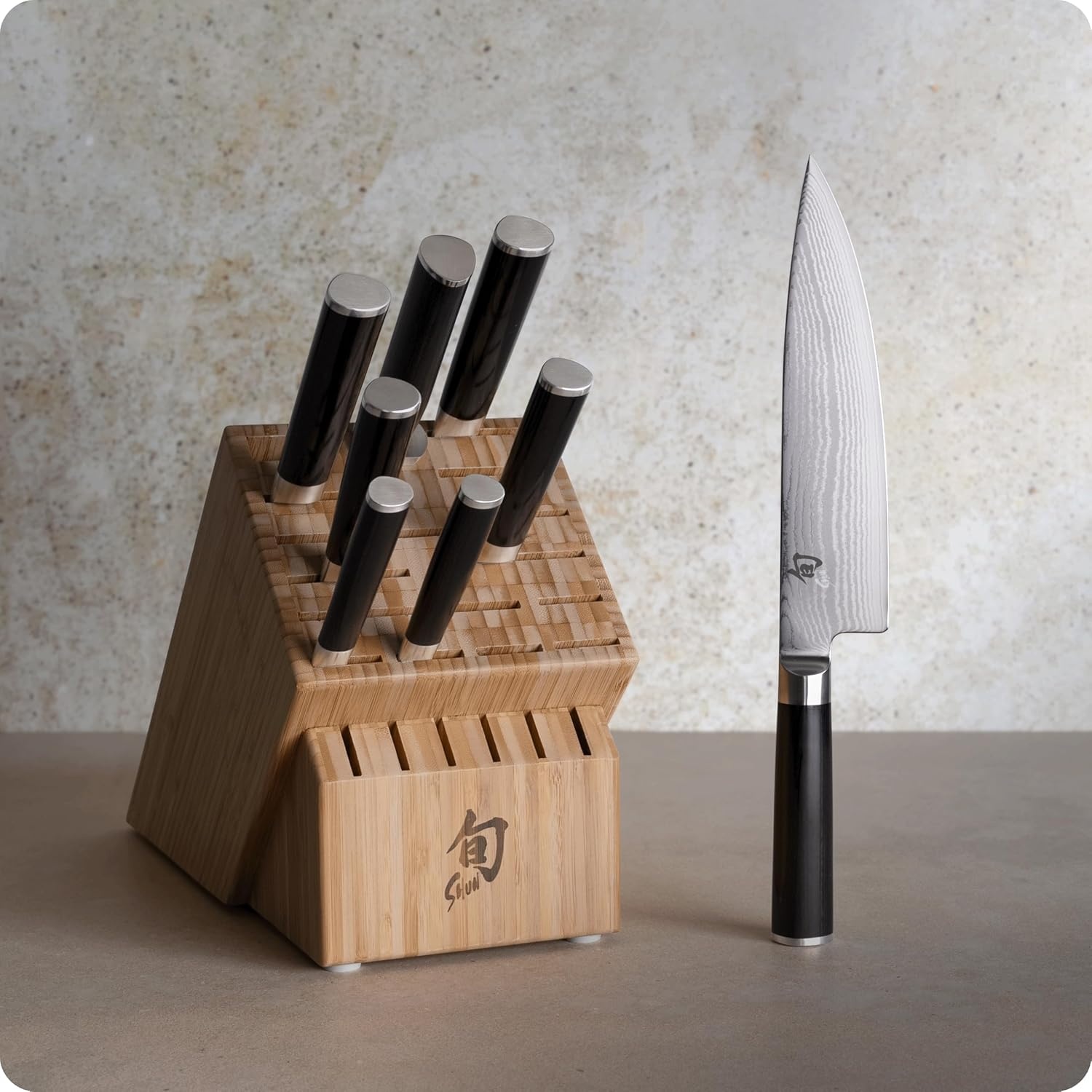 image:imageShun Classic Blonde 5 Piece Starter Block Set Includes 8 Chef 35 Paring amp 6 Utility Knives Handcrafted Japanese Knife Block Set Damascus Stainless Steel Cladding Pakkawood HandleBlack