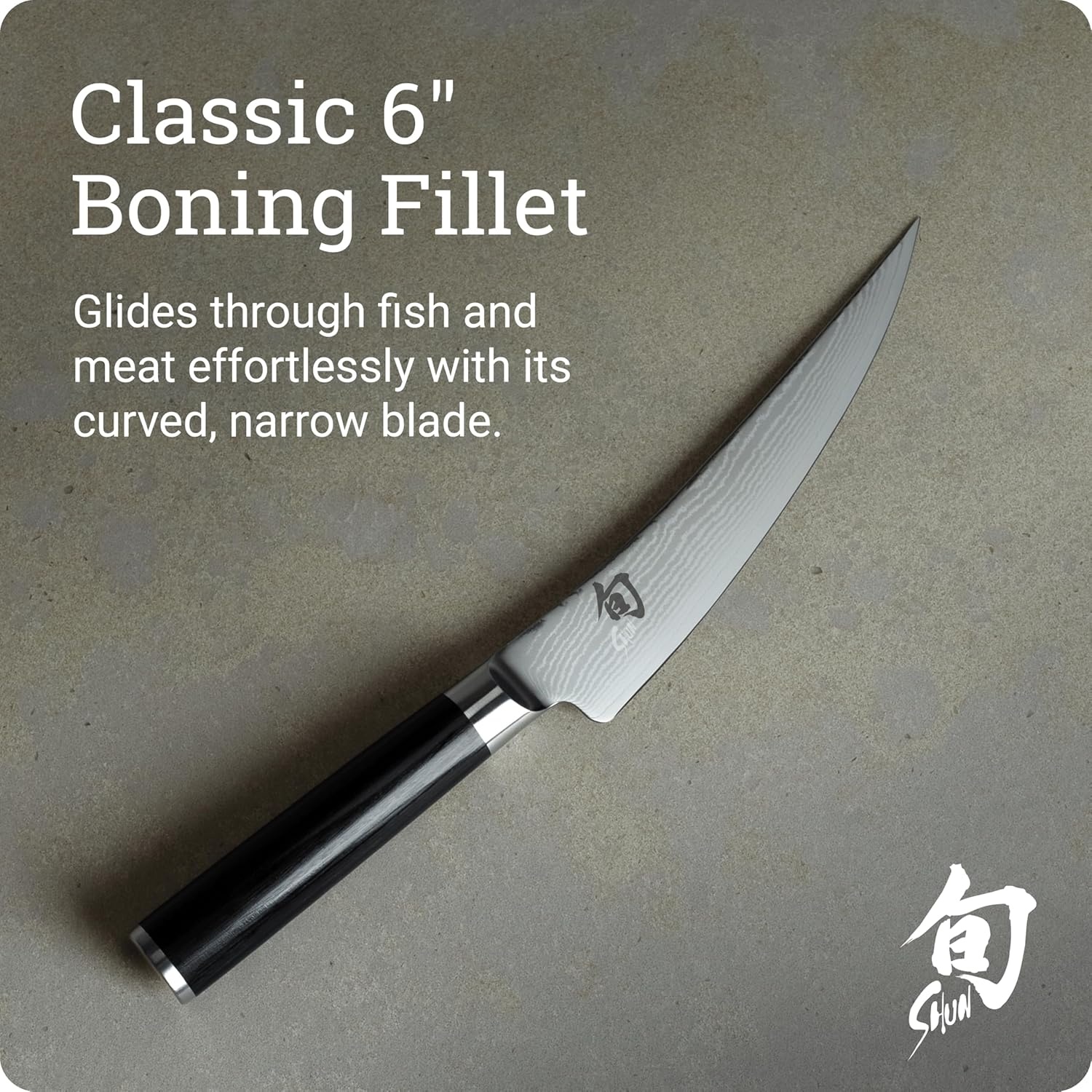 image:imageShun Classic Blonde 6 Boning amp Fillet Knife Handcrafted Japanese Curved Knife Meat amp Fish Tool VGMAX Core Damascus Stainless Steel Cladding Pakkawood HandleBlack