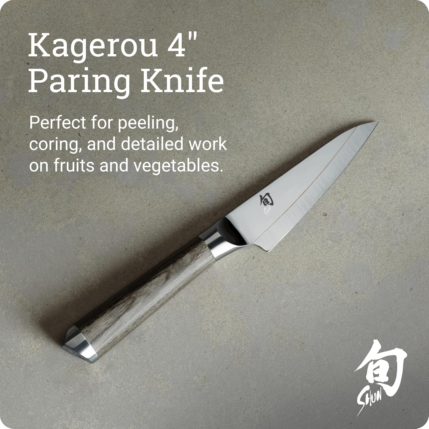image:imageShun Kagerou 4 Paring Knife Handcrafted Japanese Vegetable amp Fruit Knife VG10 and VG2 Dual Core with 420J Steel Upper Pakkawood Handle