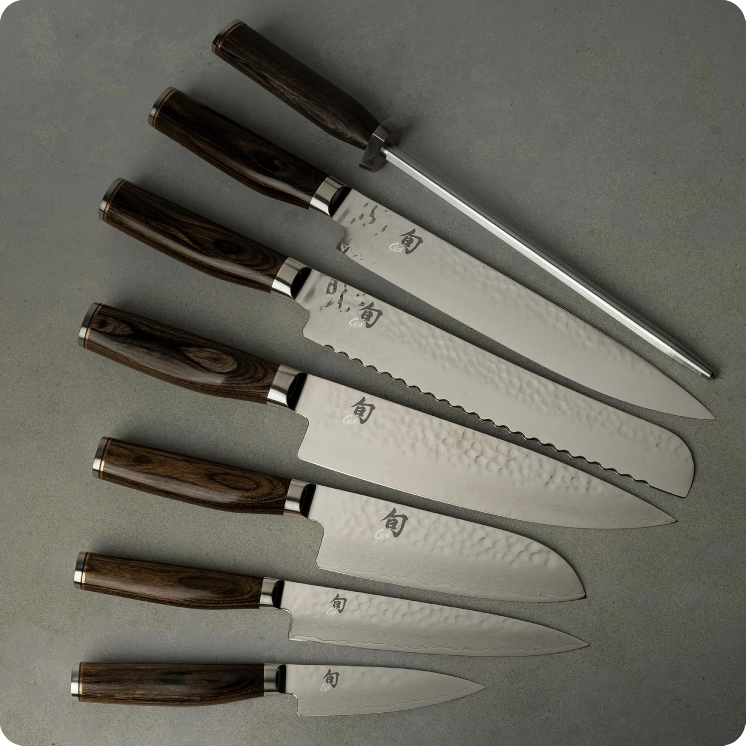 image:imageShun Premier 7 Piece Essential Block Set Includes 8 Chef 4 Paring 65 Utility 9 Bread Knives amp Herb Shears Handcrafted Japanese Knife Set Pakkawood HandlesBrown