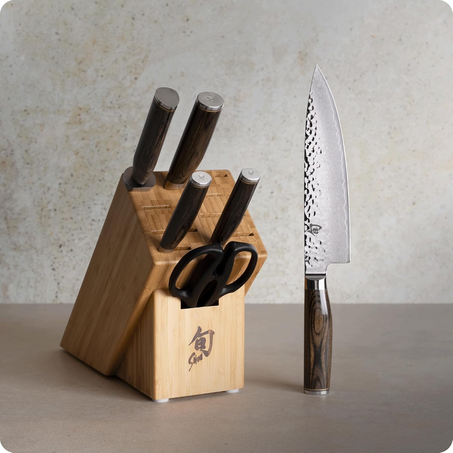 image:imageShun Premier 7 Piece Essential Block Set Includes 8 Chef 4 Paring 65 Utility 9 Bread Knives amp Herb Shears Handcrafted Japanese Knife Set Pakkawood HandlesBrown