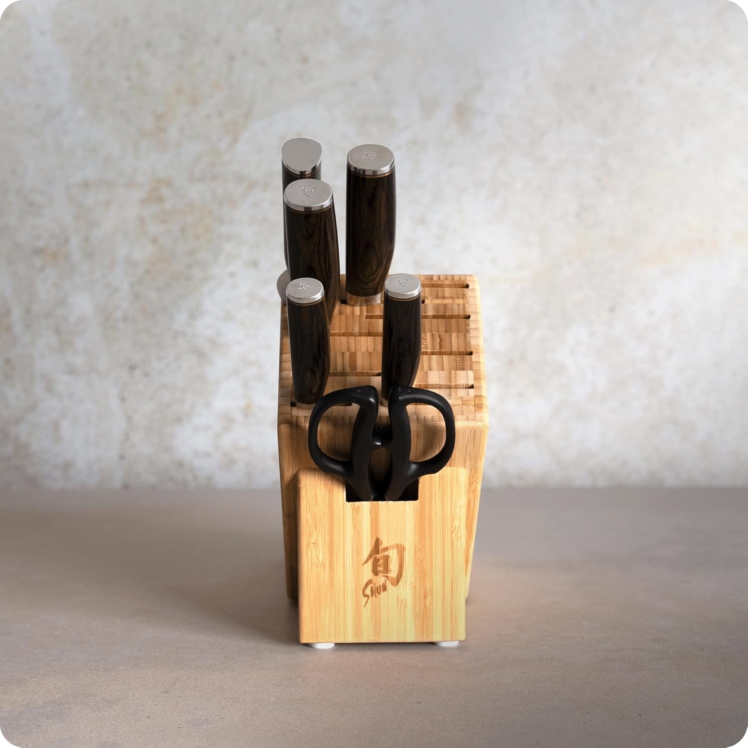 image:imageShun Premier 7 Piece Essential Block Set Includes 8 Chef 4 Paring 65 Utility 9 Bread Knives amp Herb Shears Handcrafted Japanese Knife Set Pakkawood HandlesBrown