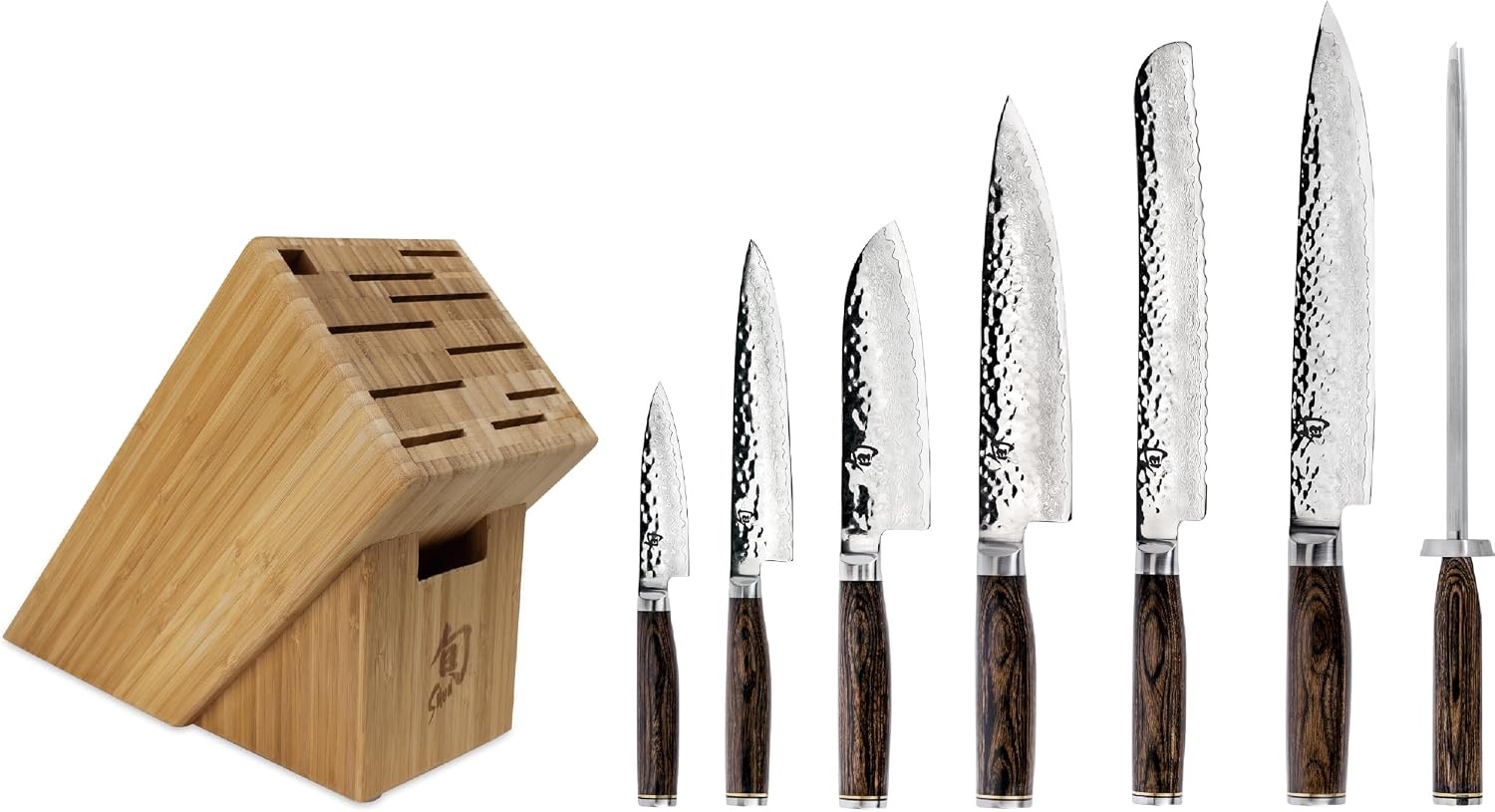 image:imageShun Premier 7 Piece Essential Block Set Includes 8 Chef 4 Paring 65 Utility 9 Bread Knives amp Herb Shears Handcrafted Japanese Knife Set Pakkawood HandlesBrown