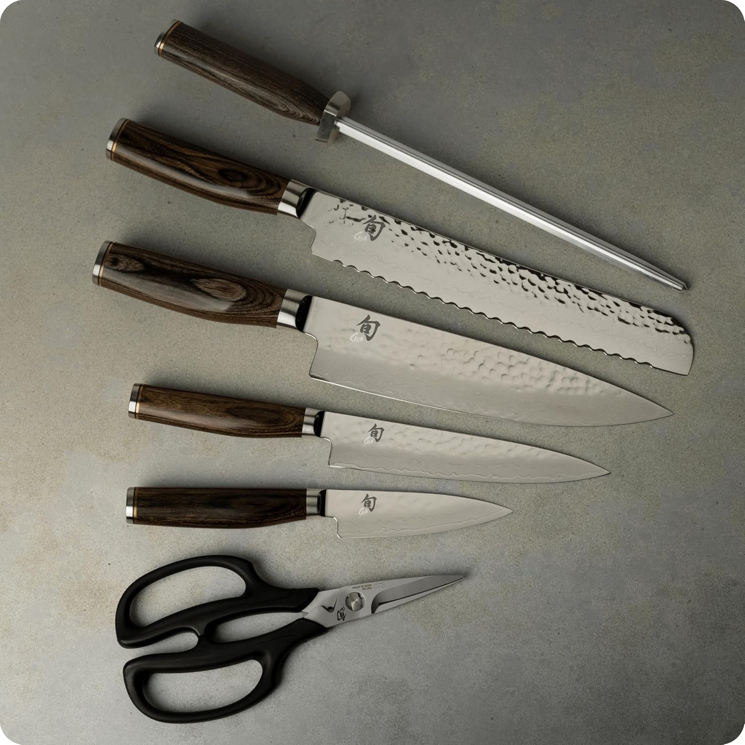 image:imageShun Premier 7 Piece Essential Block Set Includes 8 Chef 4 Paring 65 Utility 9 Bread Knives amp Herb Shears Handcrafted Japanese Knife Set Pakkawood HandlesBrown
