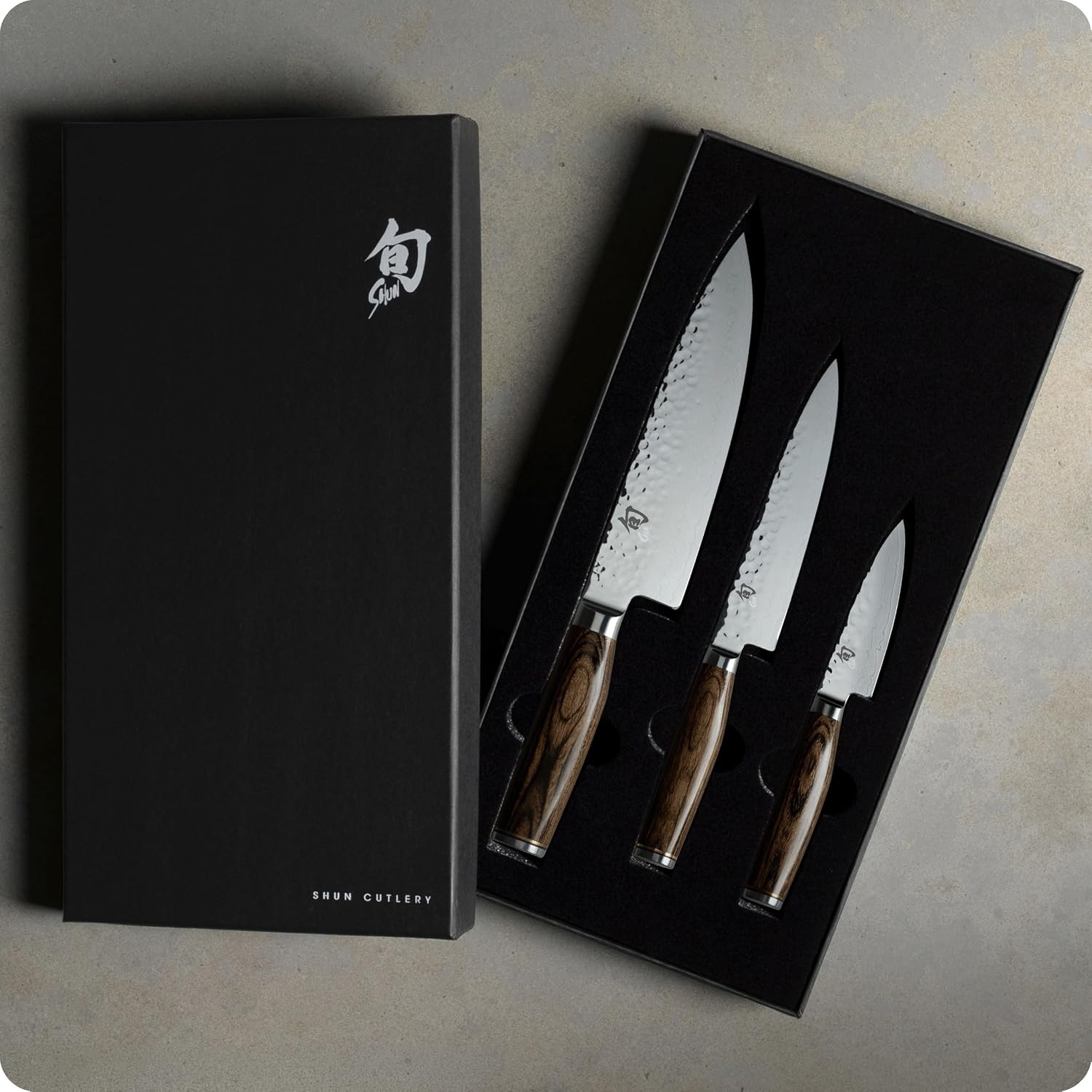 image:imageShun Premier Blonde 3 Piece Starter Set Includes 8 Chef 4 Paring amp 65 Utility Knives Handcrafted Damascus Stainless Steel Cladding Pakkawood HandleBrown