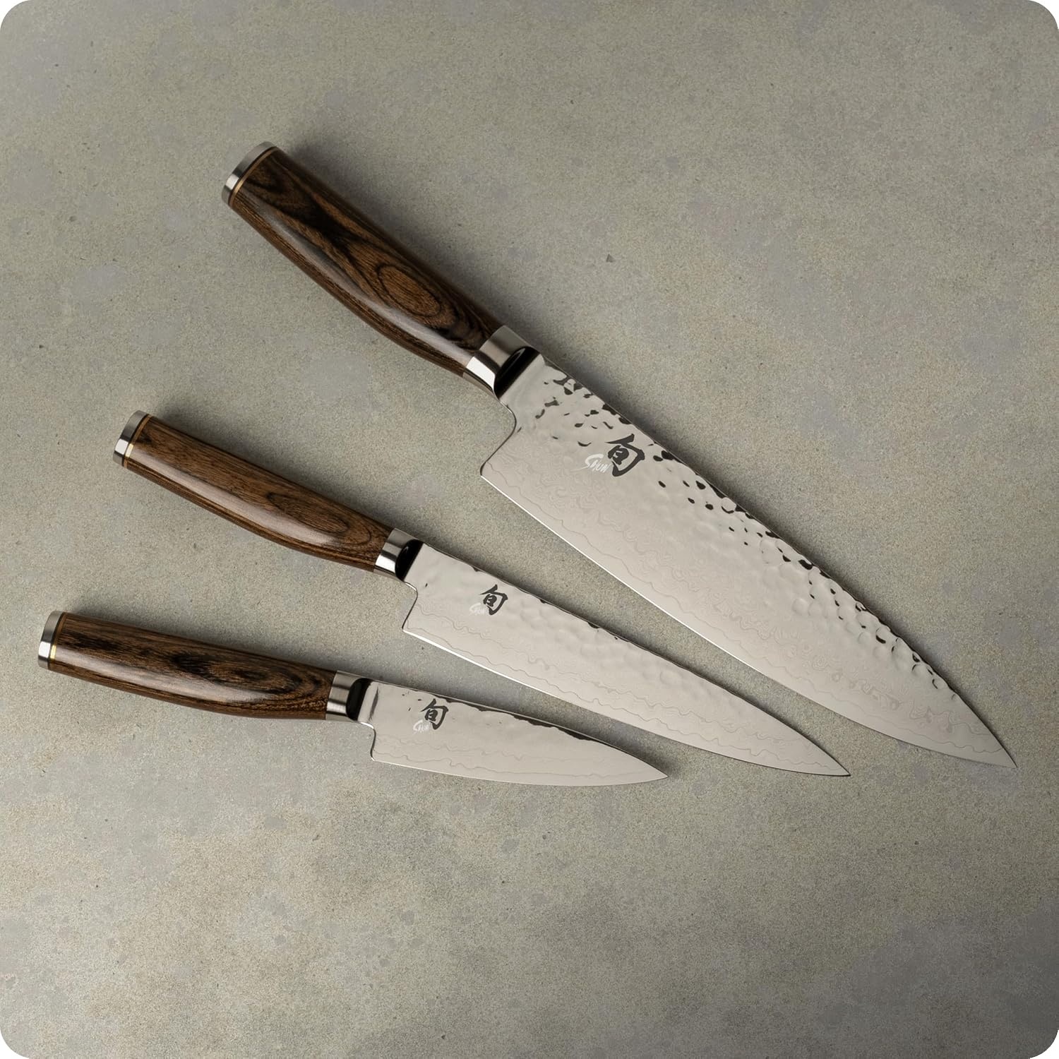 image:imageShun Premier Blonde 3 Piece Starter Set Includes 8 Chef 4 Paring amp 65 Utility Knives Handcrafted Damascus Stainless Steel Cladding Pakkawood HandleBrown