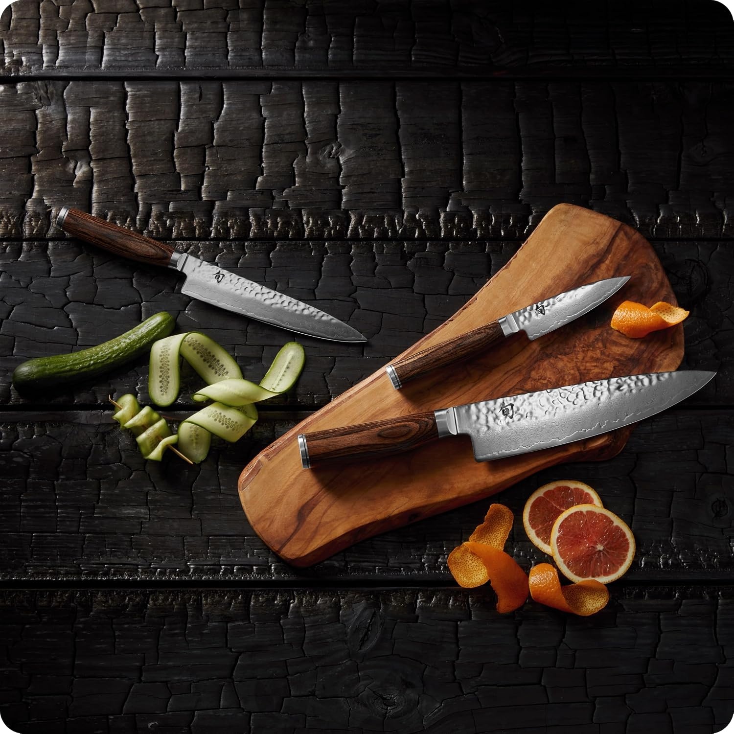 image:imageShun Premier Blonde 3 Piece Starter Set Includes 8 Chef 4 Paring amp 65 Utility Knives Handcrafted Damascus Stainless Steel Cladding Pakkawood HandleBrown