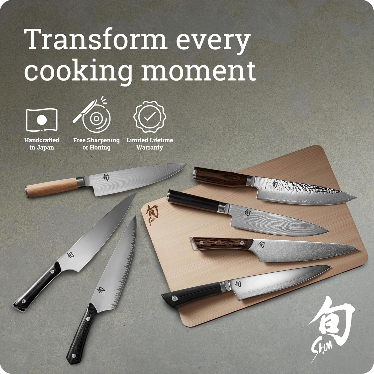 image:imageShun Premier Blonde 3 Piece Starter Set Includes 8 Chef 4 Paring amp 65 Utility Knives Handcrafted Damascus Stainless Steel Cladding Pakkawood HandleBrown