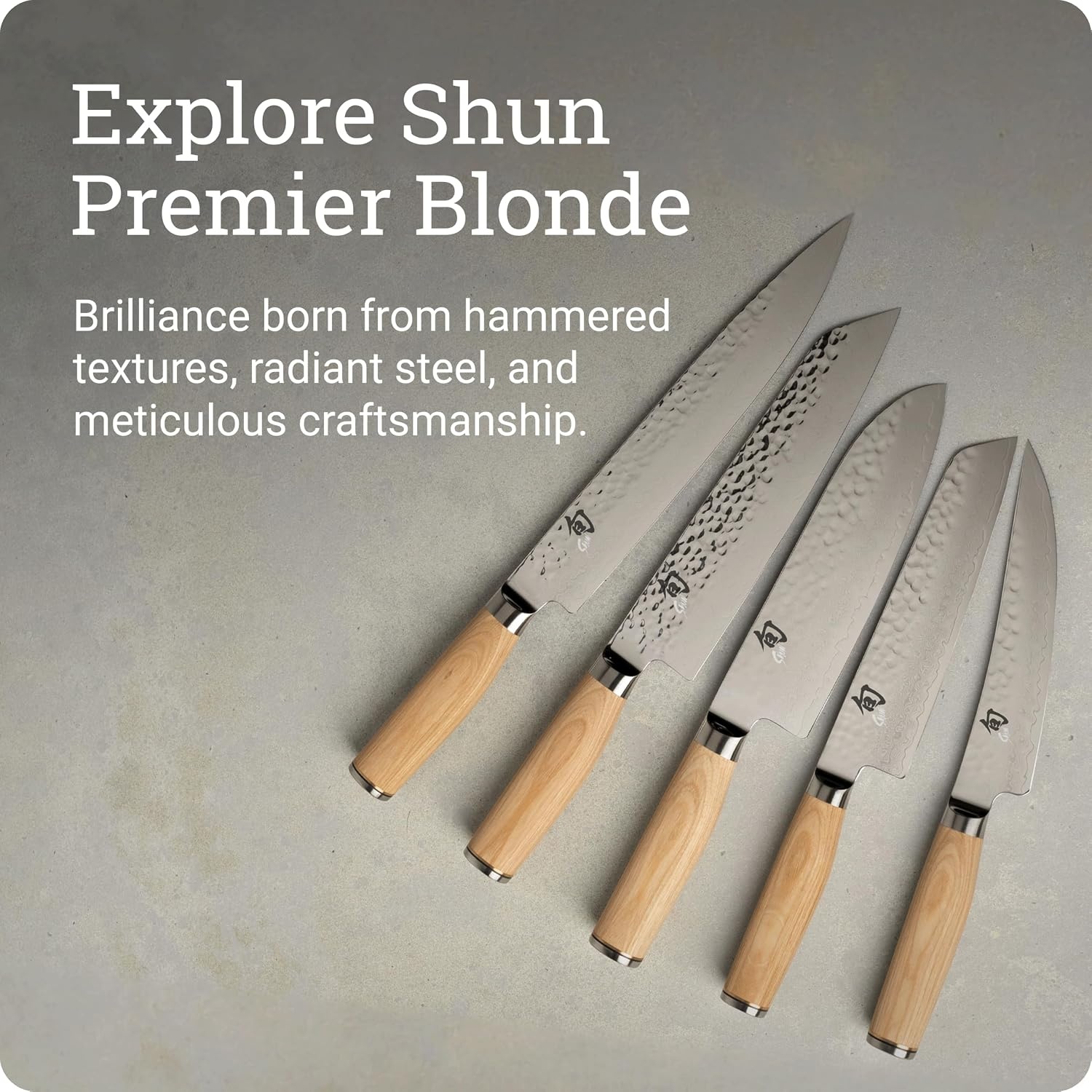 image:imageShun Premier Blonde 3 Piece Starter Set Includes 8 Chef 4 Paring amp 65 Utility Knives Handcrafted Damascus Stainless Steel Cladding Pakkawood HandleBlonde