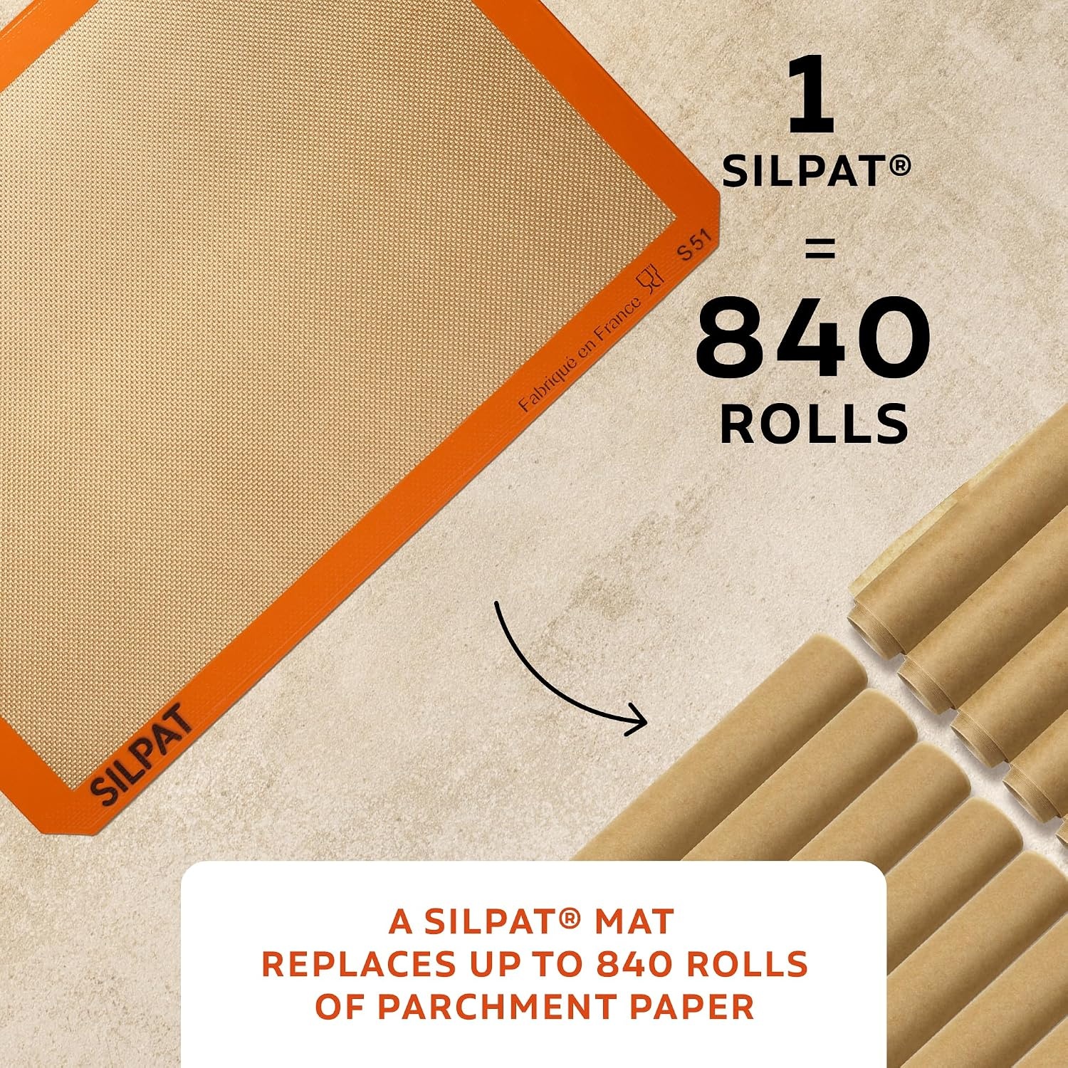 image:imageSilpat Premium NonStick Silicone Baking Mat 34 Sheet Cream34 Size