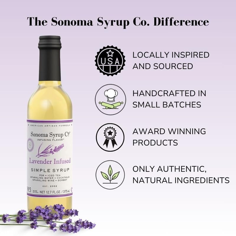 image:imageSonoma Syrup Co Lavender Infused Simple Syrup 127 fl oz for Coffee Cocktails and Cooking Hand Crafted in the USALavender