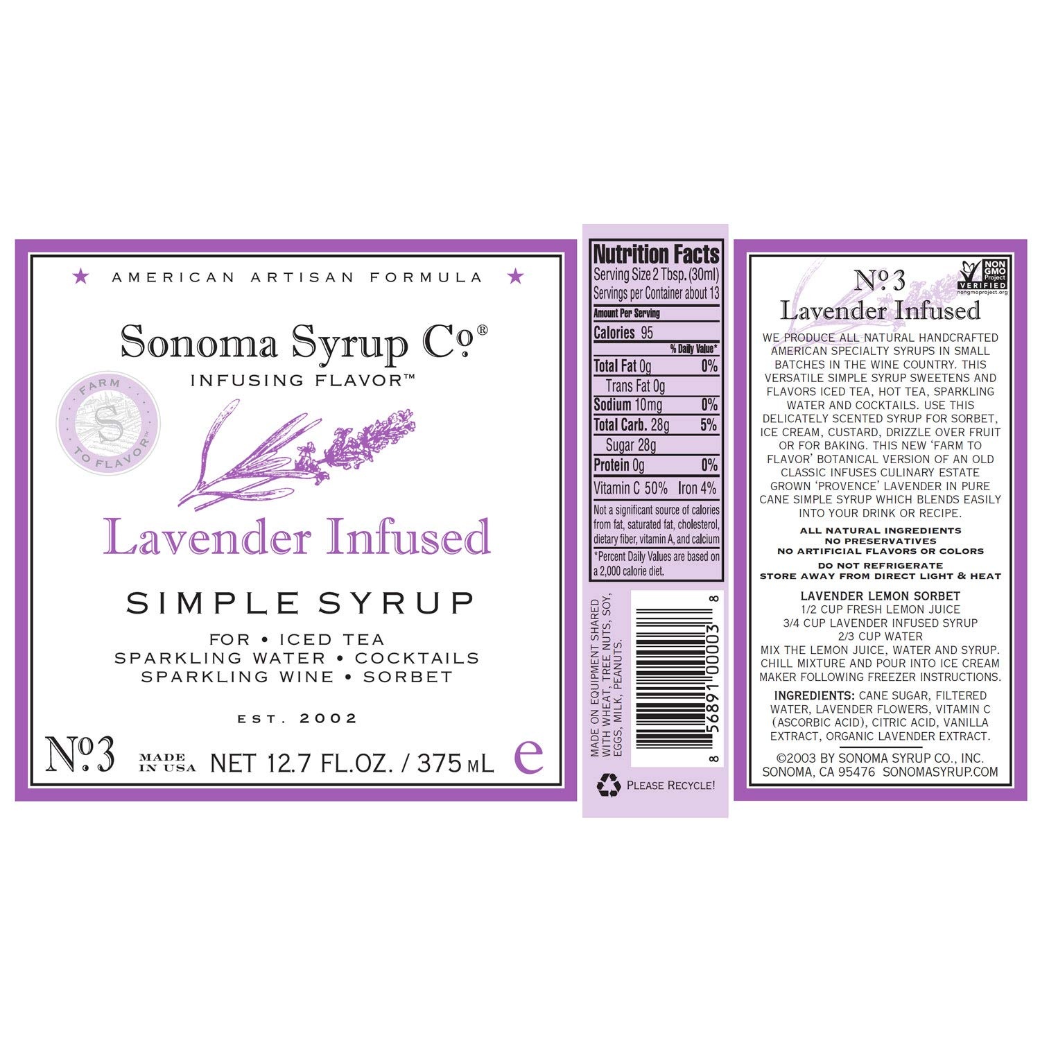 image:imageSonoma Syrup Co Lavender Infused Simple Syrup 127 fl oz for Coffee Cocktails and Cooking Hand Crafted in the USALavender