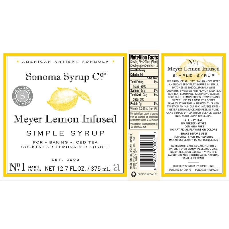 image:imageSonoma Syrup Co Lavender Infused Simple Syrup 127 fl oz for Coffee Cocktails and Cooking Hand Crafted in the USAMeyer Lemon