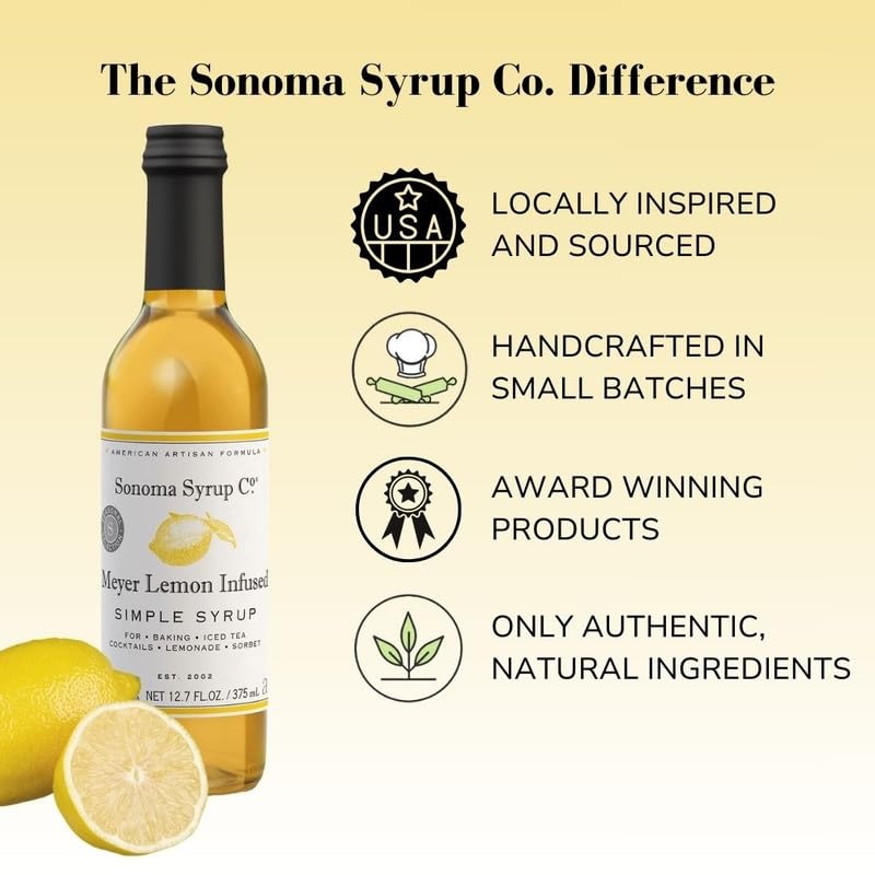 image:imageSonoma Syrup Co Lavender Infused Simple Syrup 127 fl oz for Coffee Cocktails and Cooking Hand Crafted in the USAMeyer Lemon