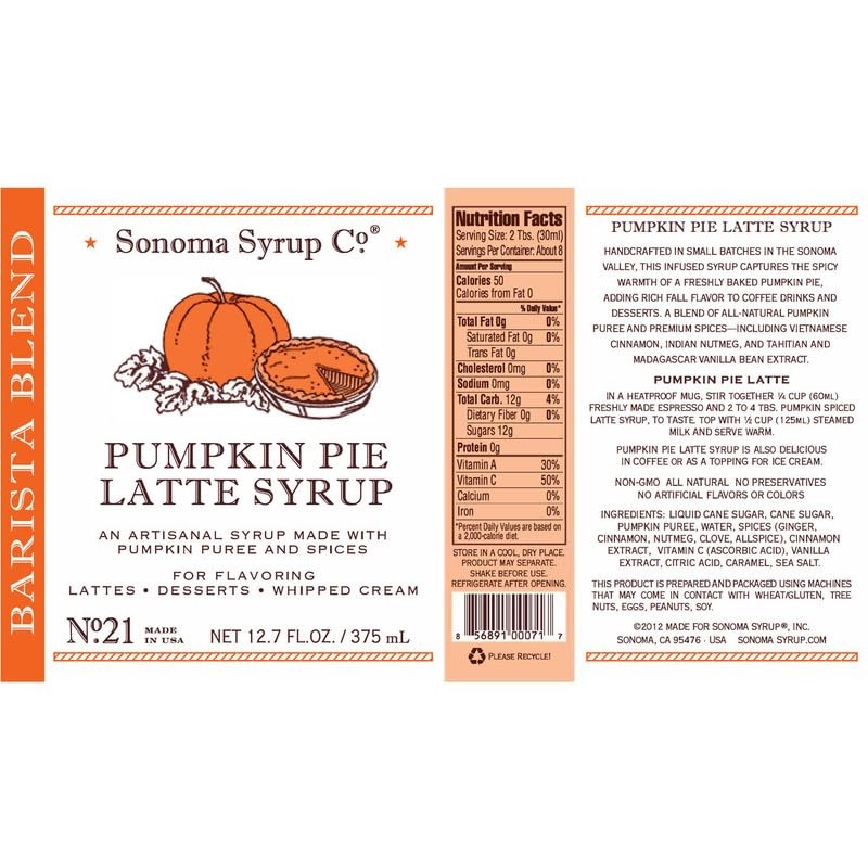 image:imageSonoma Syrup Co Lavender Infused Simple Syrup 127 fl oz for Coffee Cocktails and Cooking Hand Crafted in the USAPumpkin