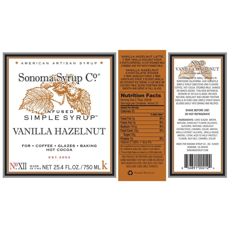 image:imageSonoma Syrup Co Lavender Infused Simple Syrup 127 fl oz for Coffee Cocktails and Cooking Hand Crafted in the USAVanilla Hazelnut