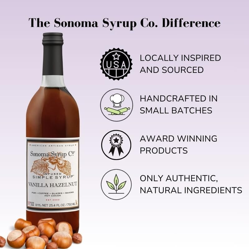 image:imageSonoma Syrup Co Lavender Infused Simple Syrup 127 fl oz for Coffee Cocktails and Cooking Hand Crafted in the USAVanilla Hazelnut