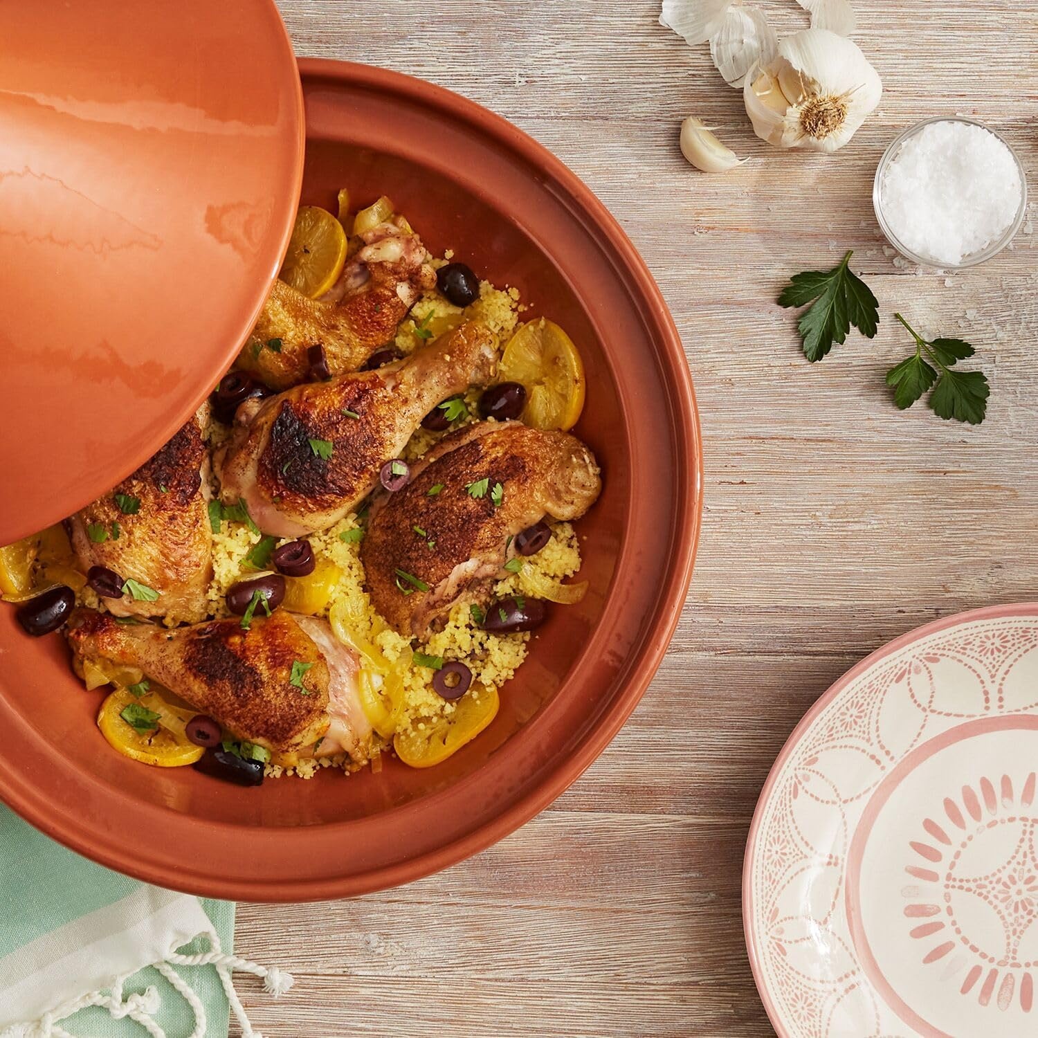 image:imageSur La Table 85 Glazed Moroccan Terra Cotta Ceramic Tagine Pot