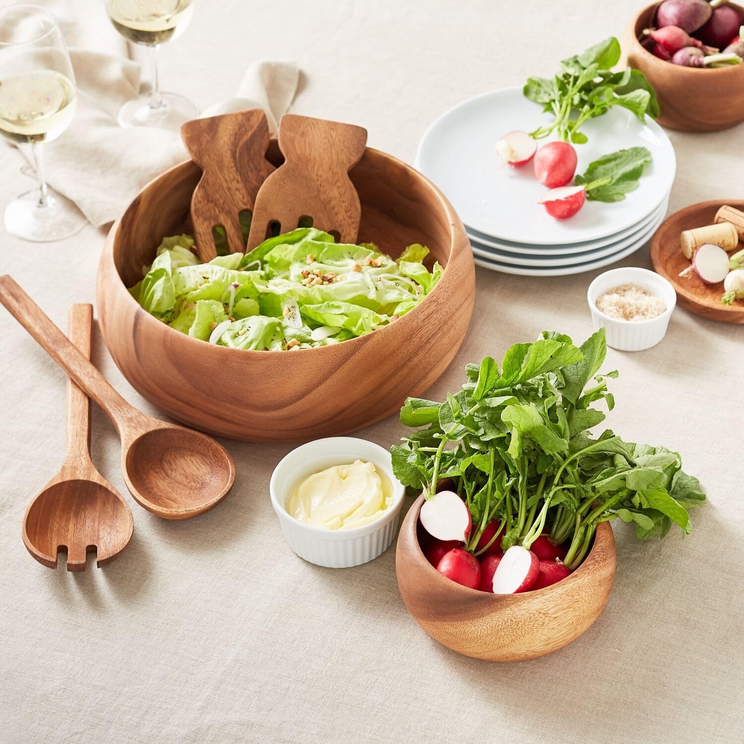 image:imageSur La Table Acacia Wood Curved Salad Bowl