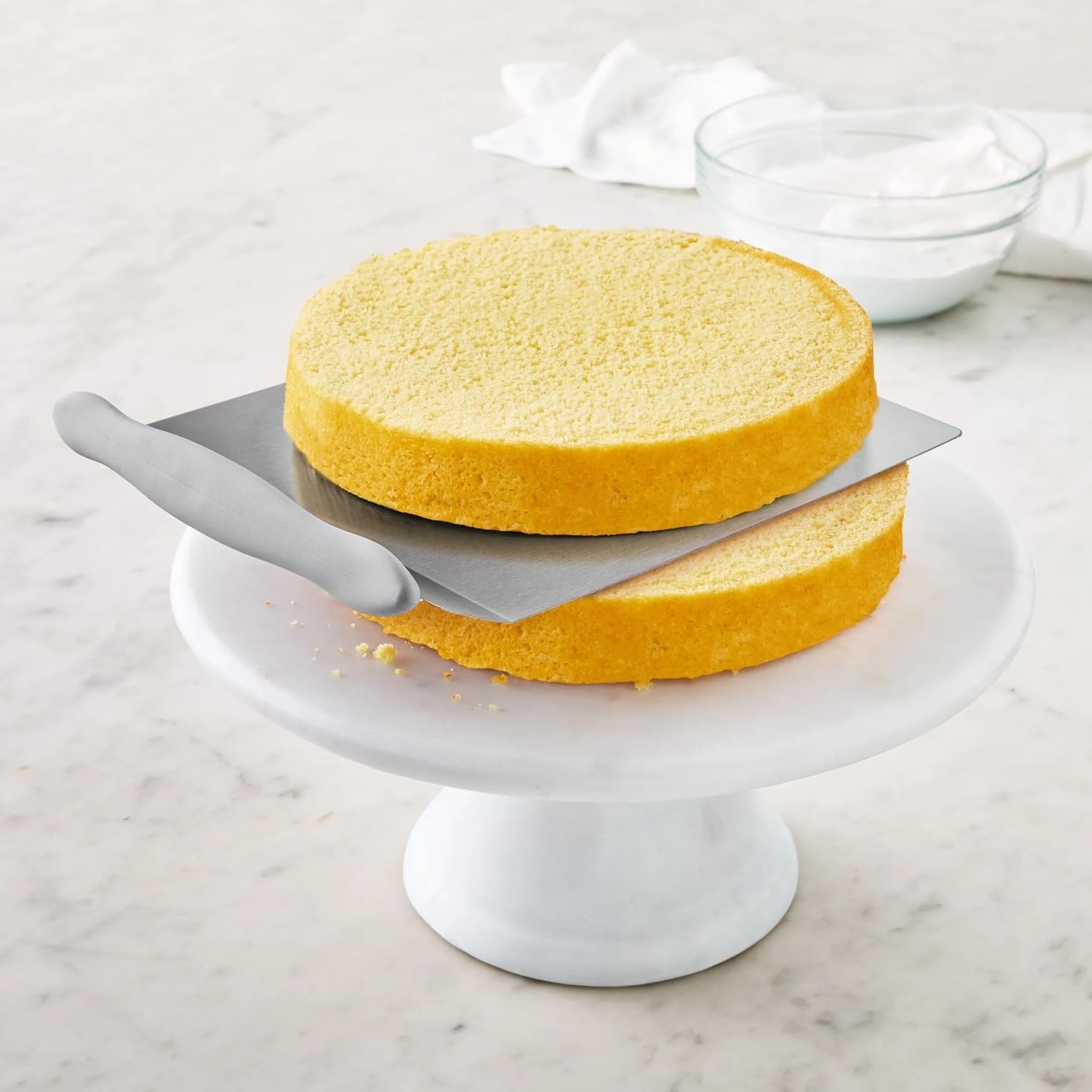 image:imageSur La Table Cake Lifter Wide Offset Stainless Steel Cake Lifter for Moving Delicate Layers Without Breaking