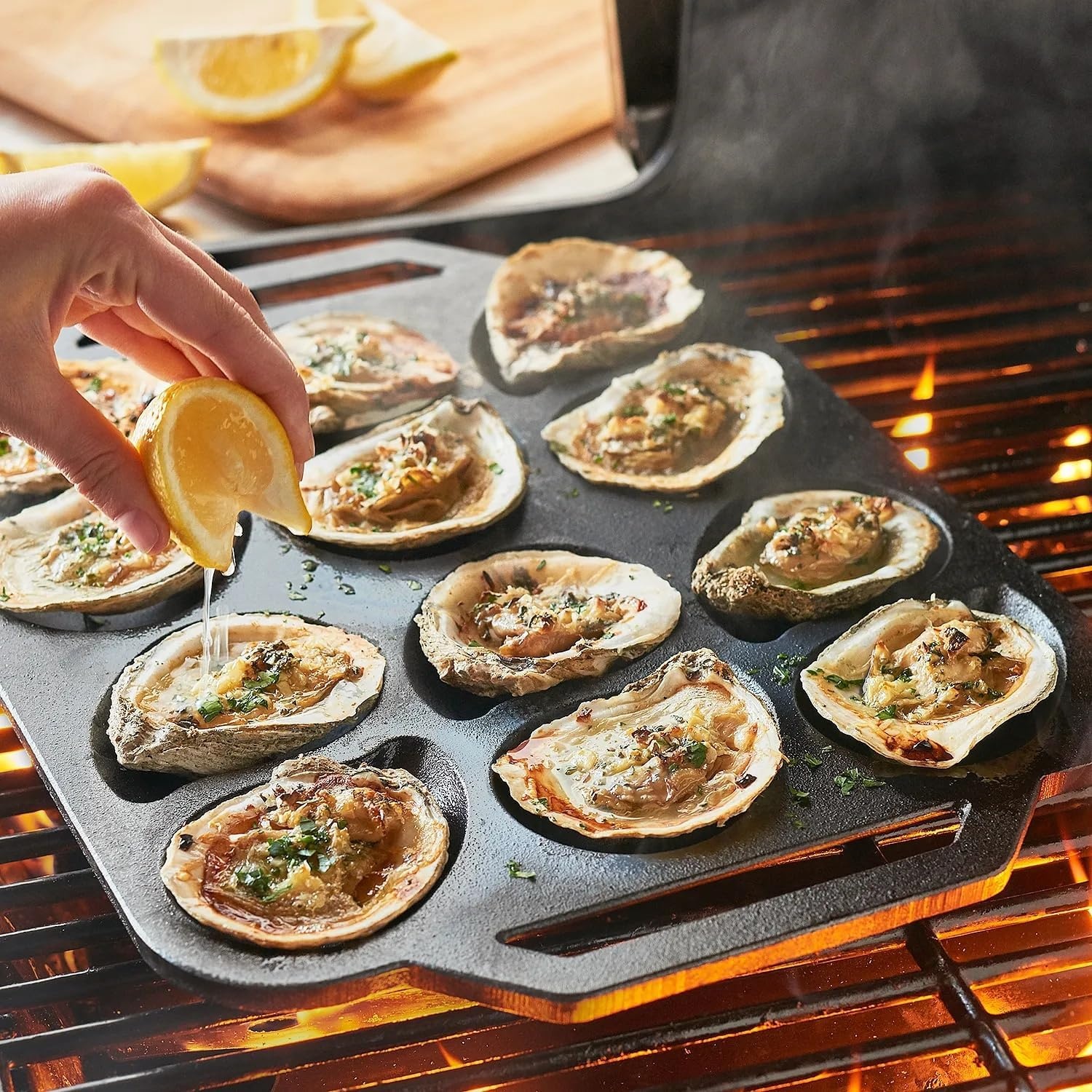 image:imageSur La Table Cast Iron Oyster Pan 12 Cavity Black