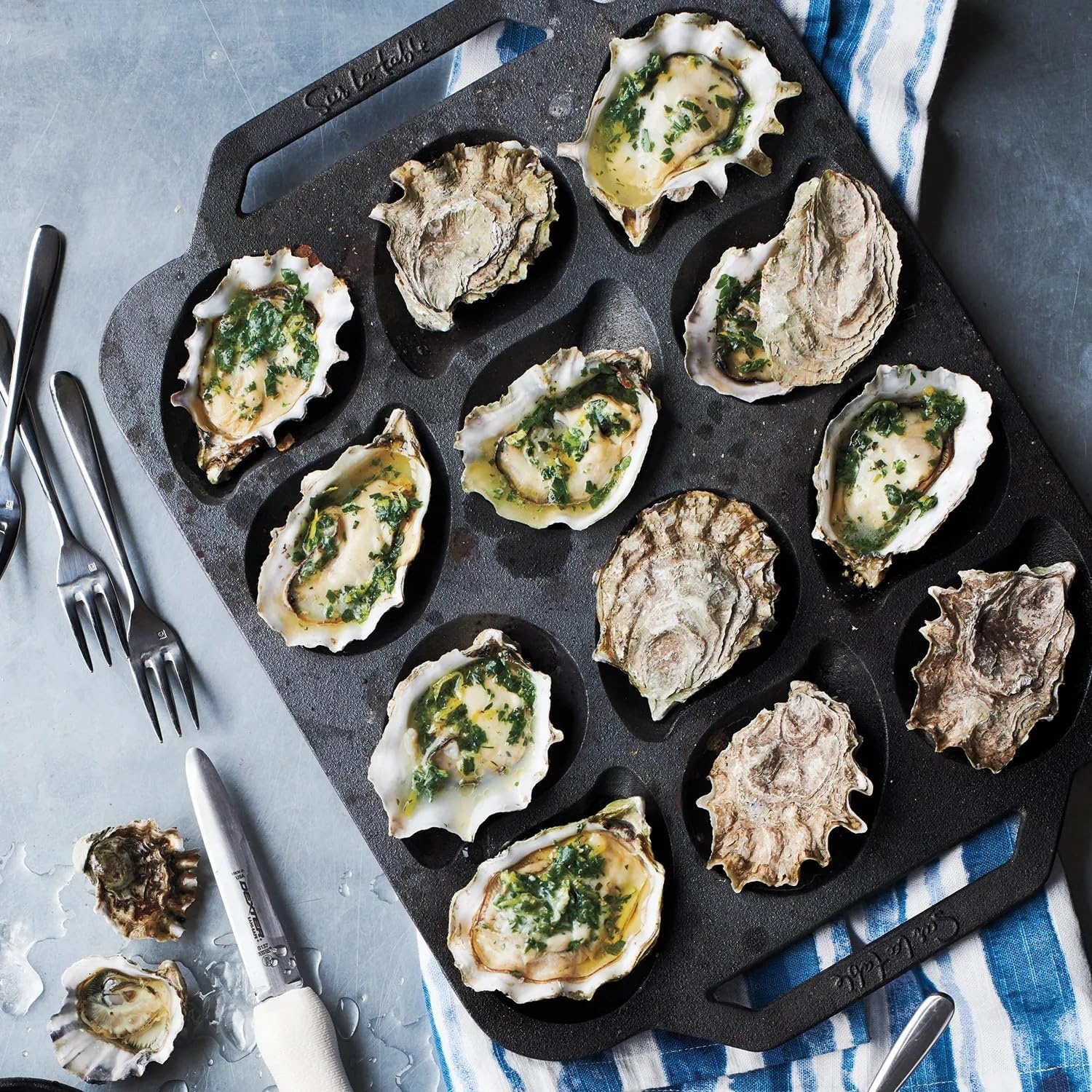 image:imageSur La Table Cast Iron Oyster Pan 12 Cavity Black
