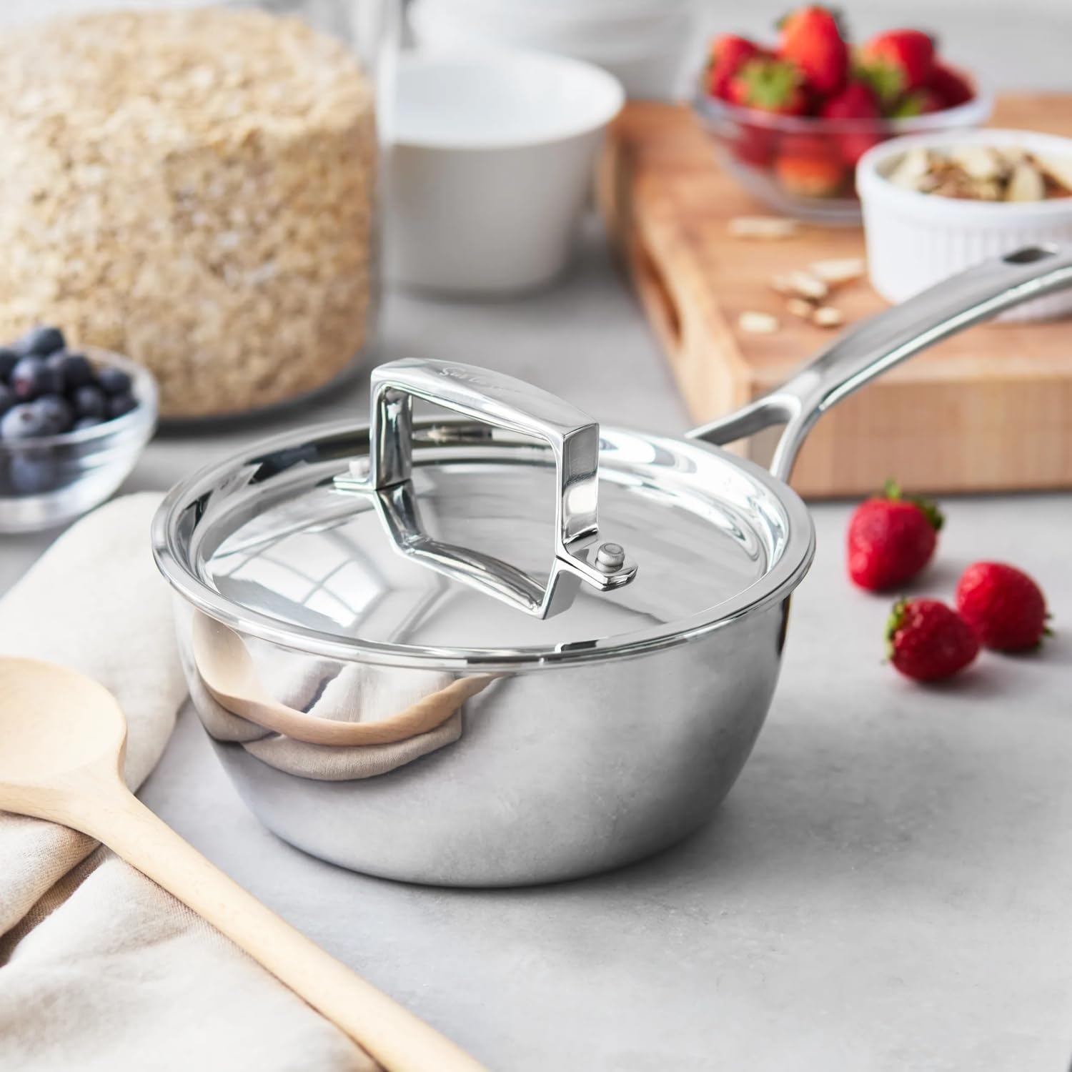 image:imageSur La Table Classic 5Ply Stainless Steel Saucier 2 Qt 5Ply Curved Saucier Pan for Sauces Custards and Reduction Work 2 Qt