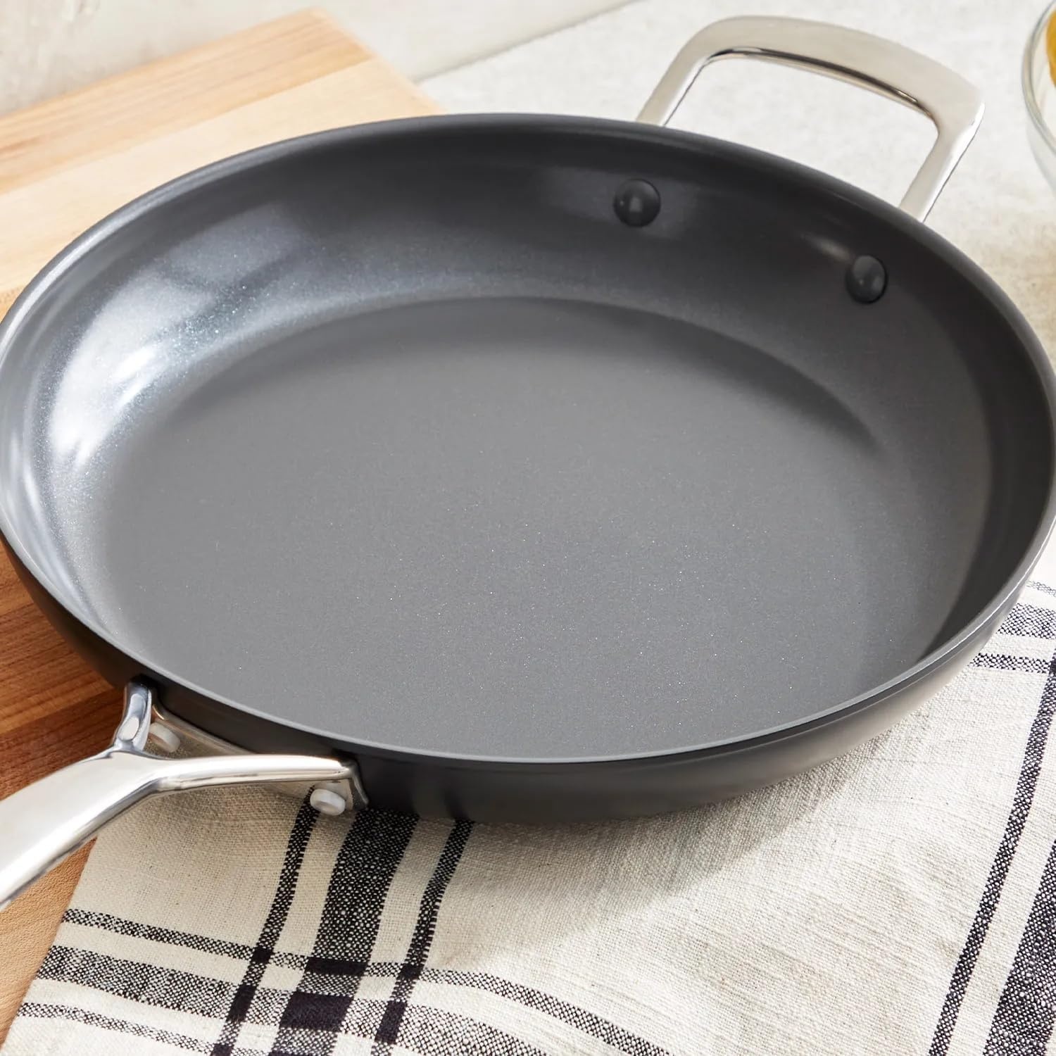 image:imageSur La Table Classic Hard Anodized Ceramic Nonstick Skillet 12 in PFOAFree Ceramic Coating and StayCool Handle for Searing Sauting and Frying 12 in
