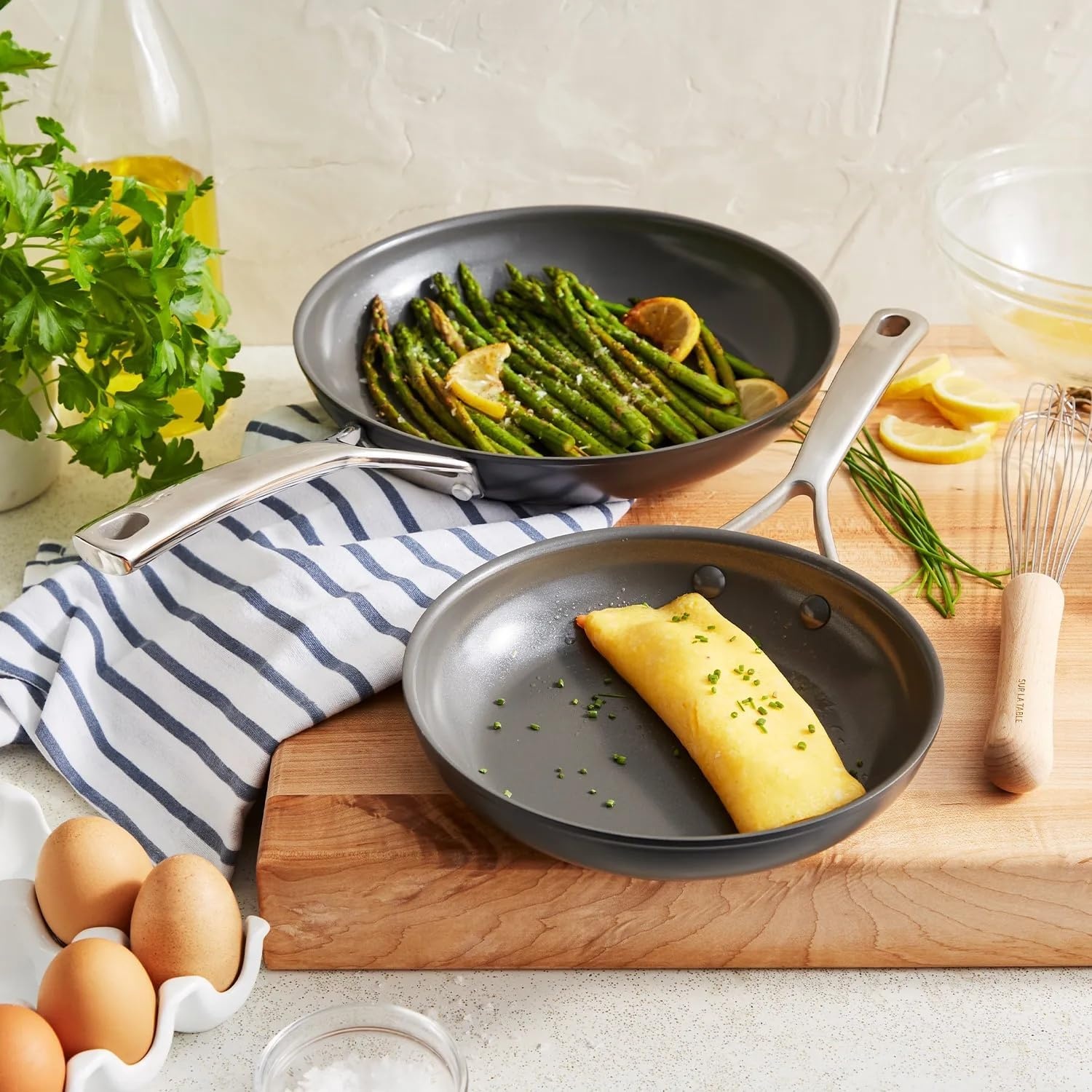 image:imageSur La Table Classic Hard Anodized Ceramic Nonstick Skillet Set of 2 8 amp 10 Aluminum