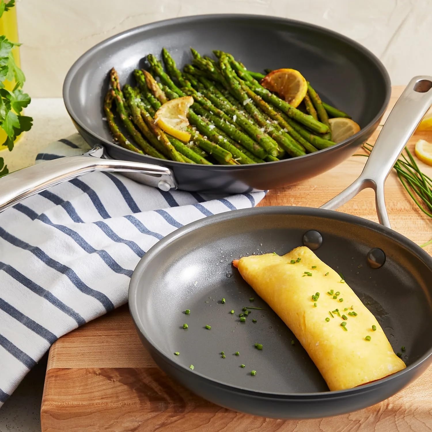 image:imageSur La Table Classic Hard Anodized Ceramic Nonstick Skillet Set of 2 8 amp 10 Aluminum