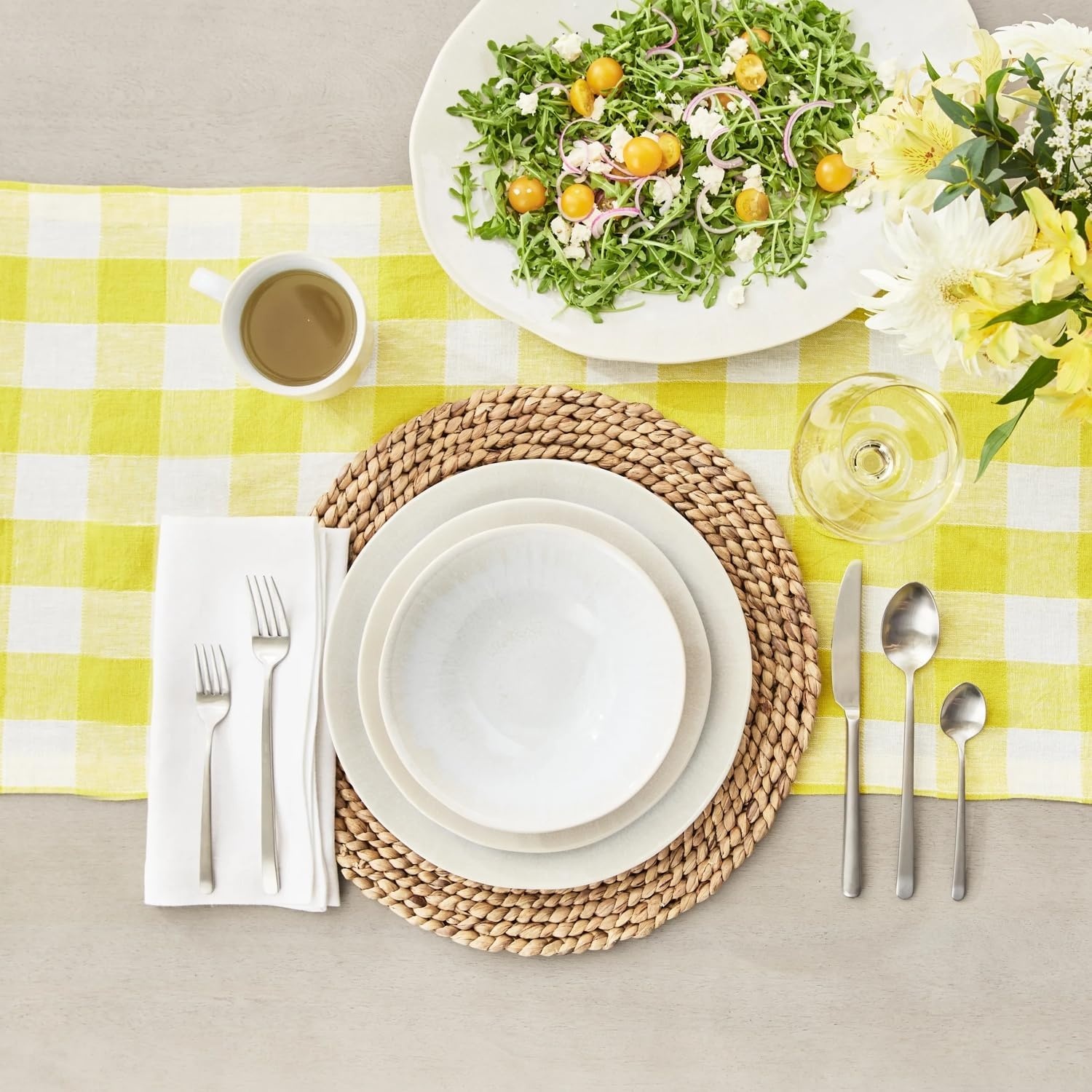 image:imageSur La Table Cloud Stoneware Dinnerware Set 12Piece Handcrafted Ceramic Collection Made in Portugal with Reactive Glaze Organic Design Dishwasher amp Microwave White