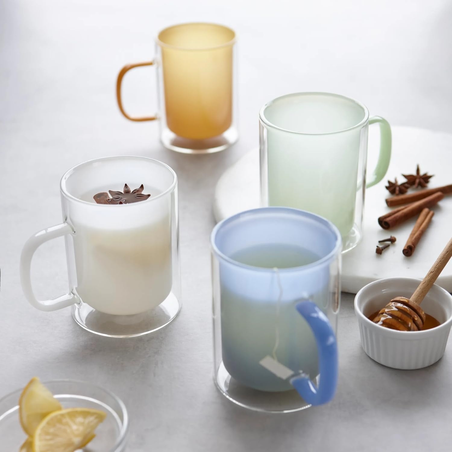 image:imageSur La Table Colored DoubleWall Mug White Insulated Borosilicate Thermal Mug That Keeps Drinks Hot and Hands Cool