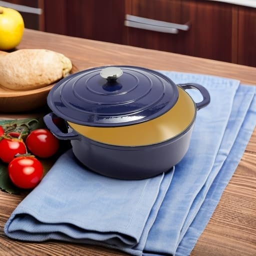image:imageSur La Table Enameled Cast Iron Dutch Oven 7 Qt Large Oven and Broiler to 500 F for BigBatch Braising and Entertaining 7 QtBlue